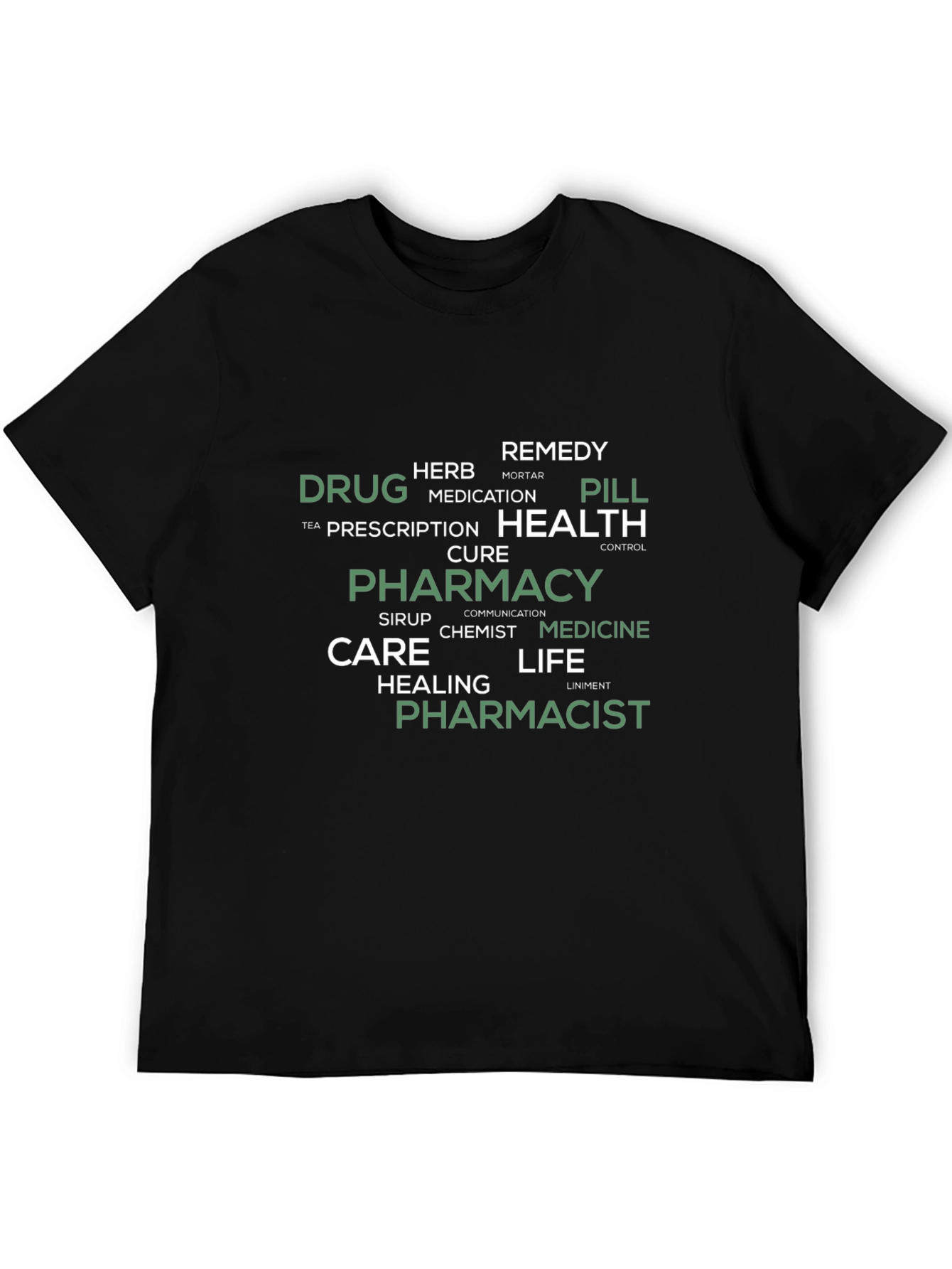 Pharmacy Word Art Black T-Shirt