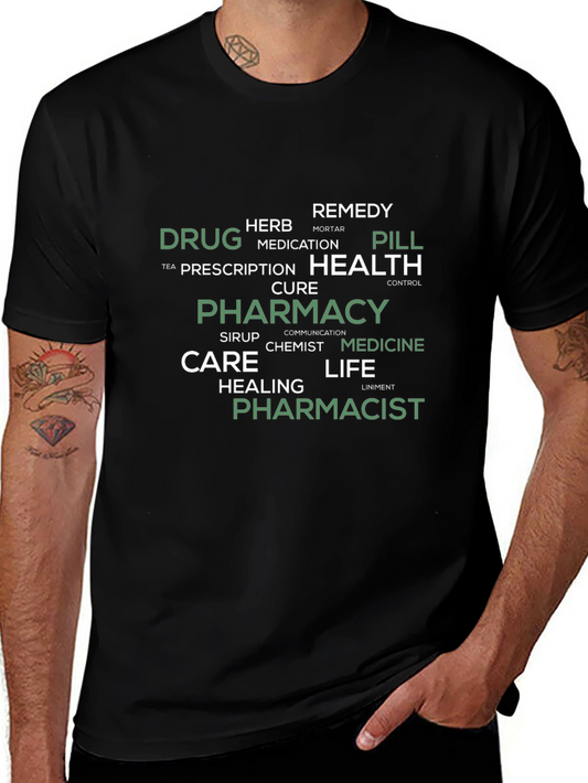 Pharmacy Word Art Black T-Shirt