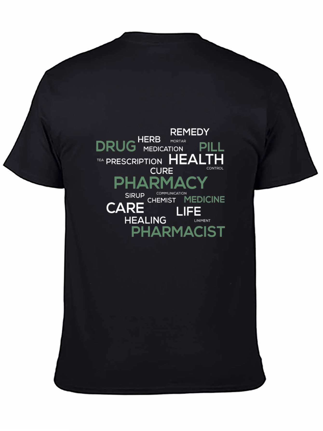 Pharmacy Word Art Black T-Shirt