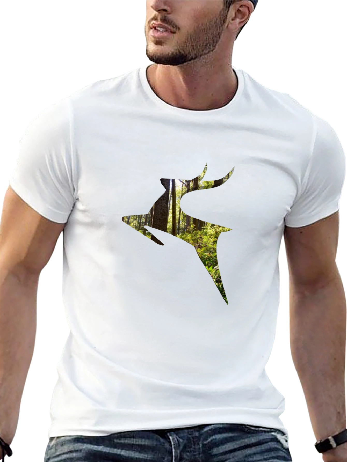 Nature Deer Graphic T-Shirt - Modern Style