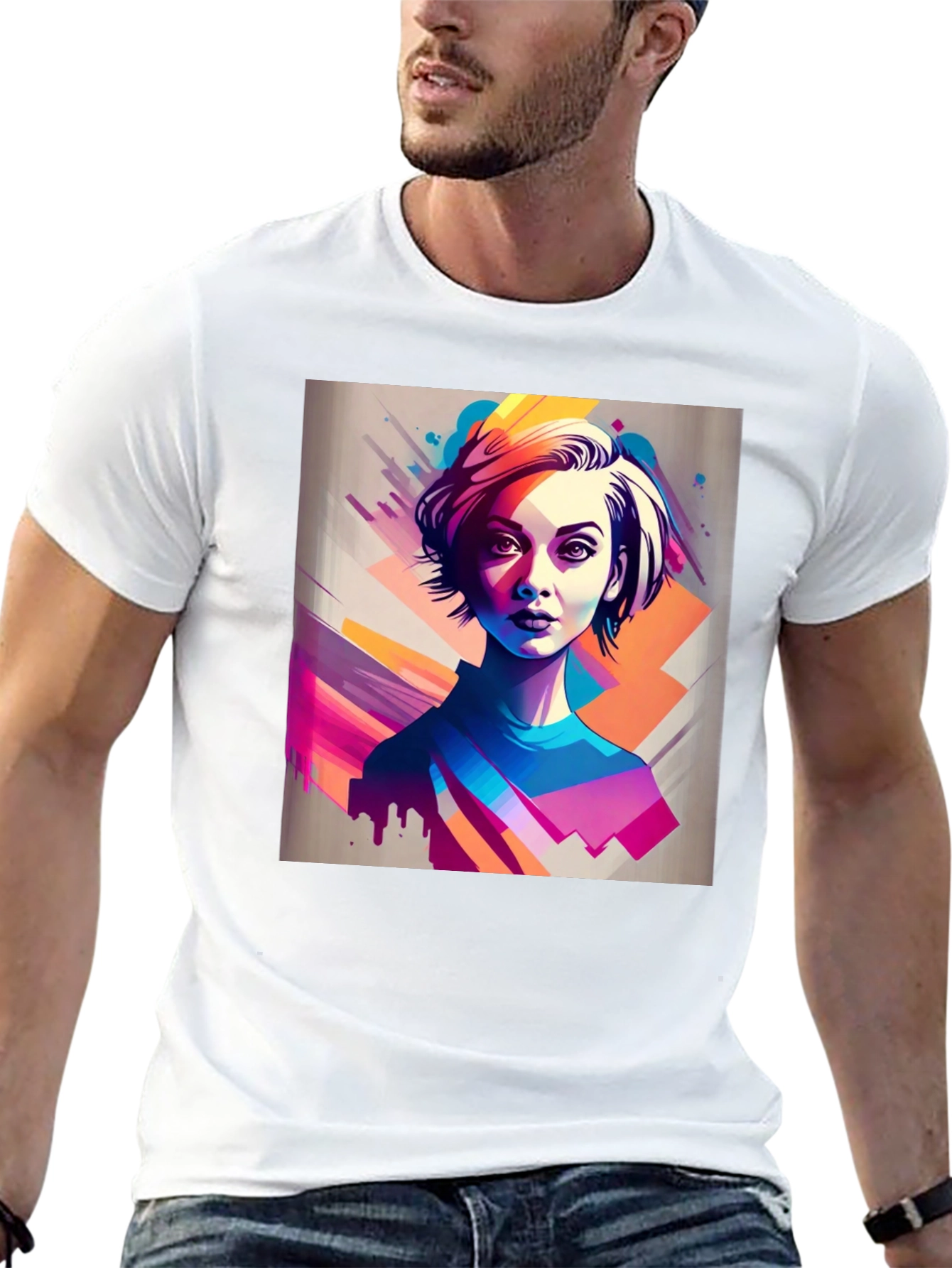 Abstract Portrait Tee - Stylish Graphic T-Shirt