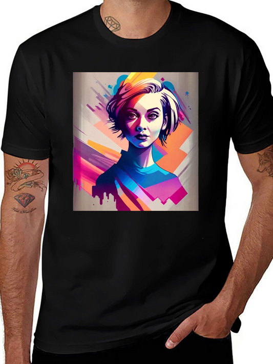 Abstract Portrait Tee - Stylish Graphic T-Shirt