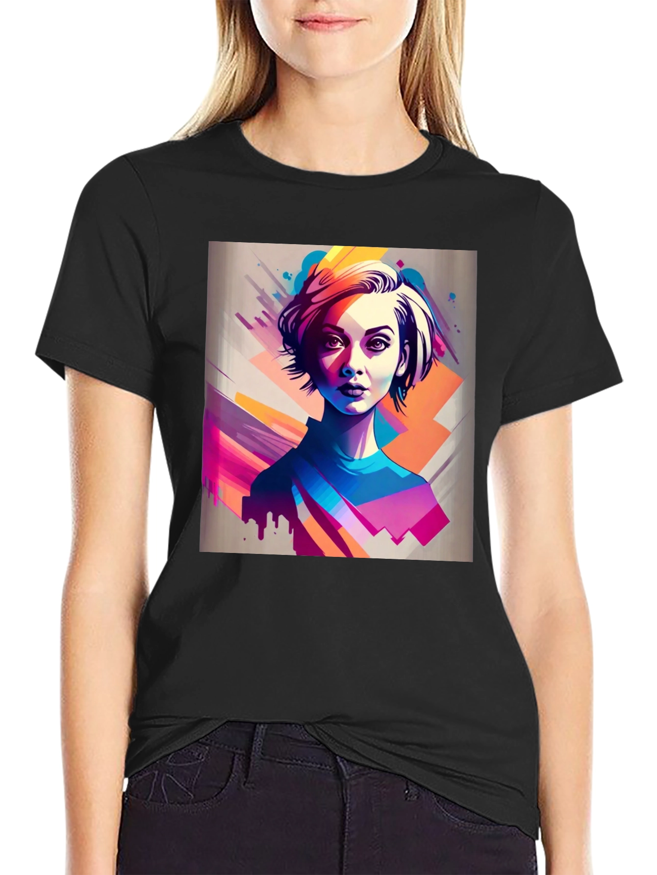 Abstract Portrait Tee - Stylish Graphic T-Shirt