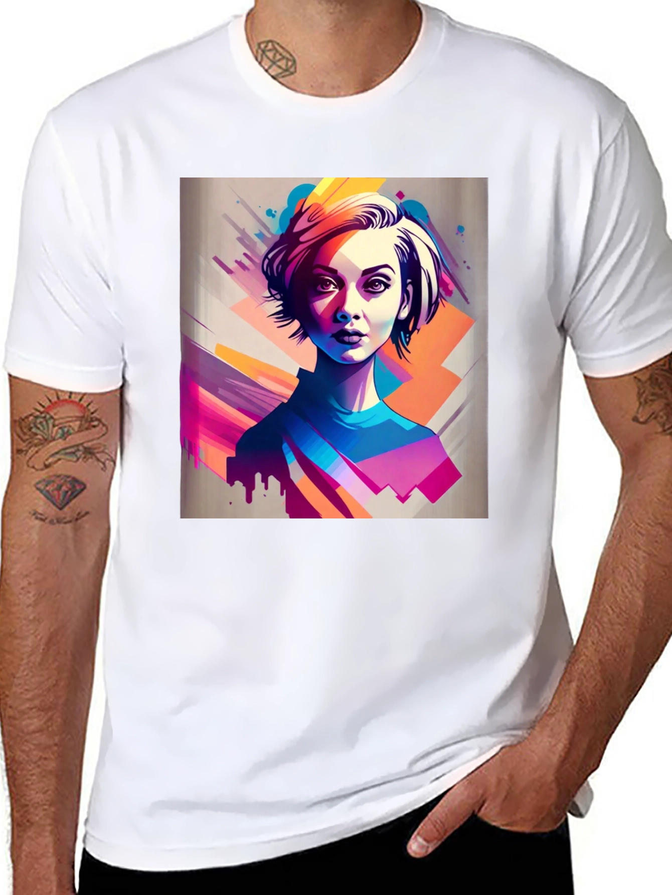 Abstract Portrait Tee - Stylish Graphic T-Shirt