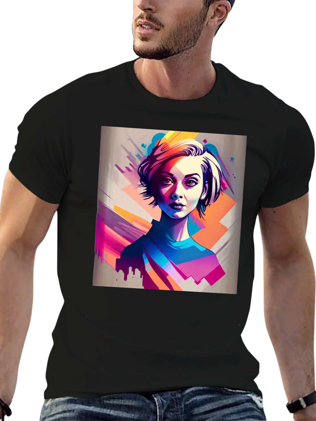 Abstract Portrait Tee - Stylish Graphic T-Shirt