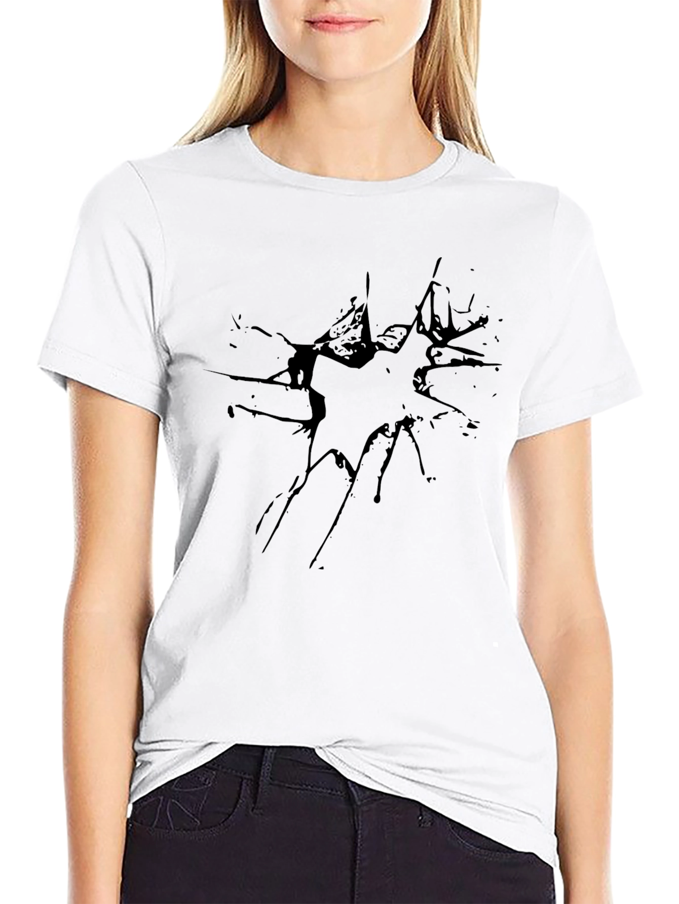 Shattered Graphic Tee - Black Casual T-Shirt