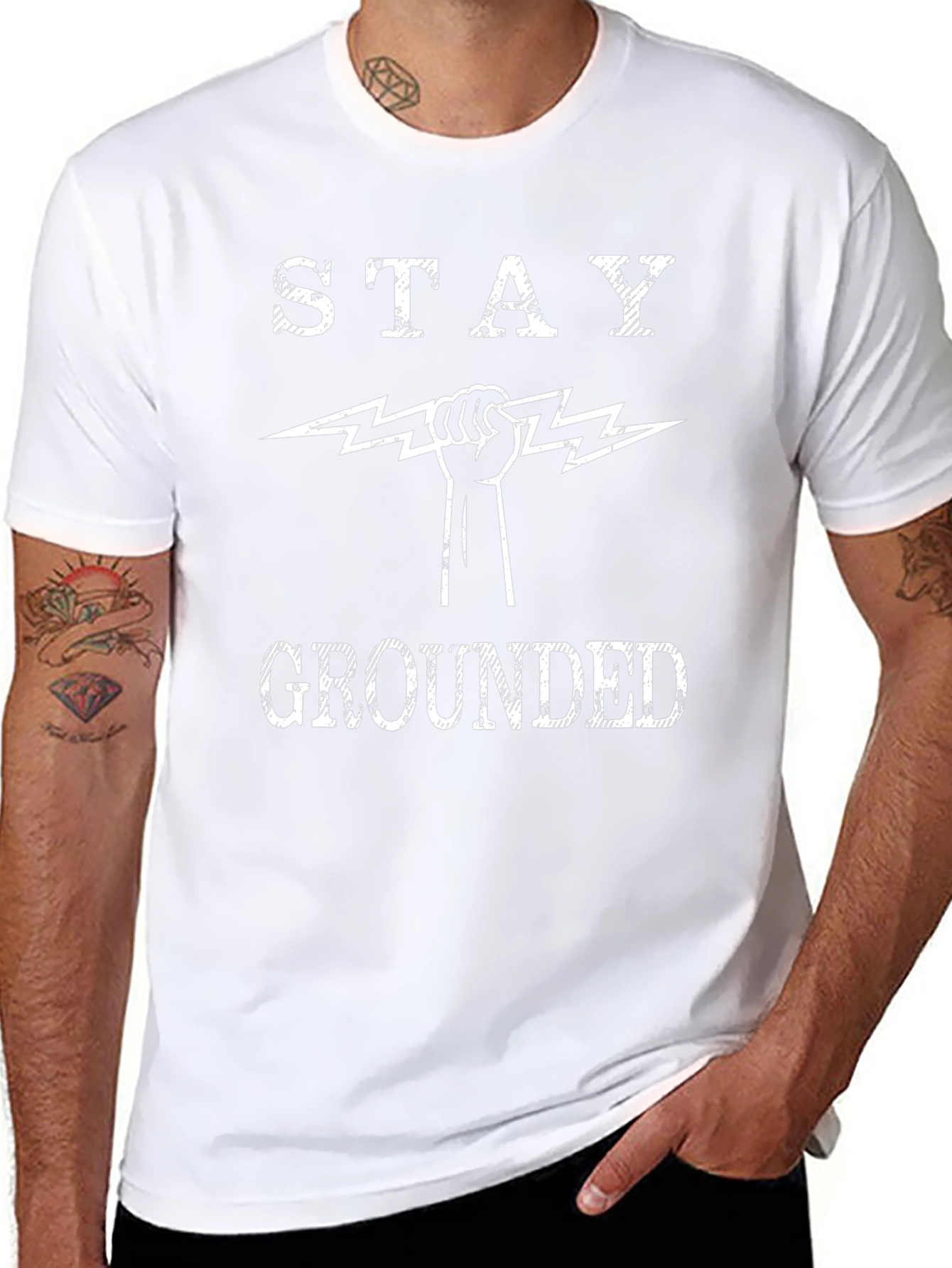 Stay Grounded Graphic Print Black T-Shirt