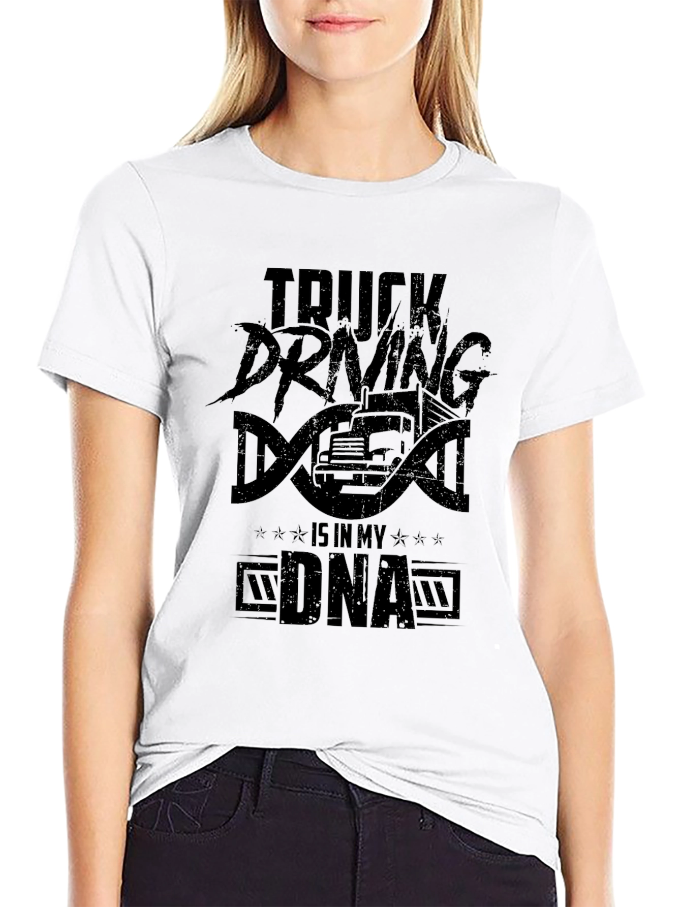 Truck Driving DNA Graphic Tee - Black