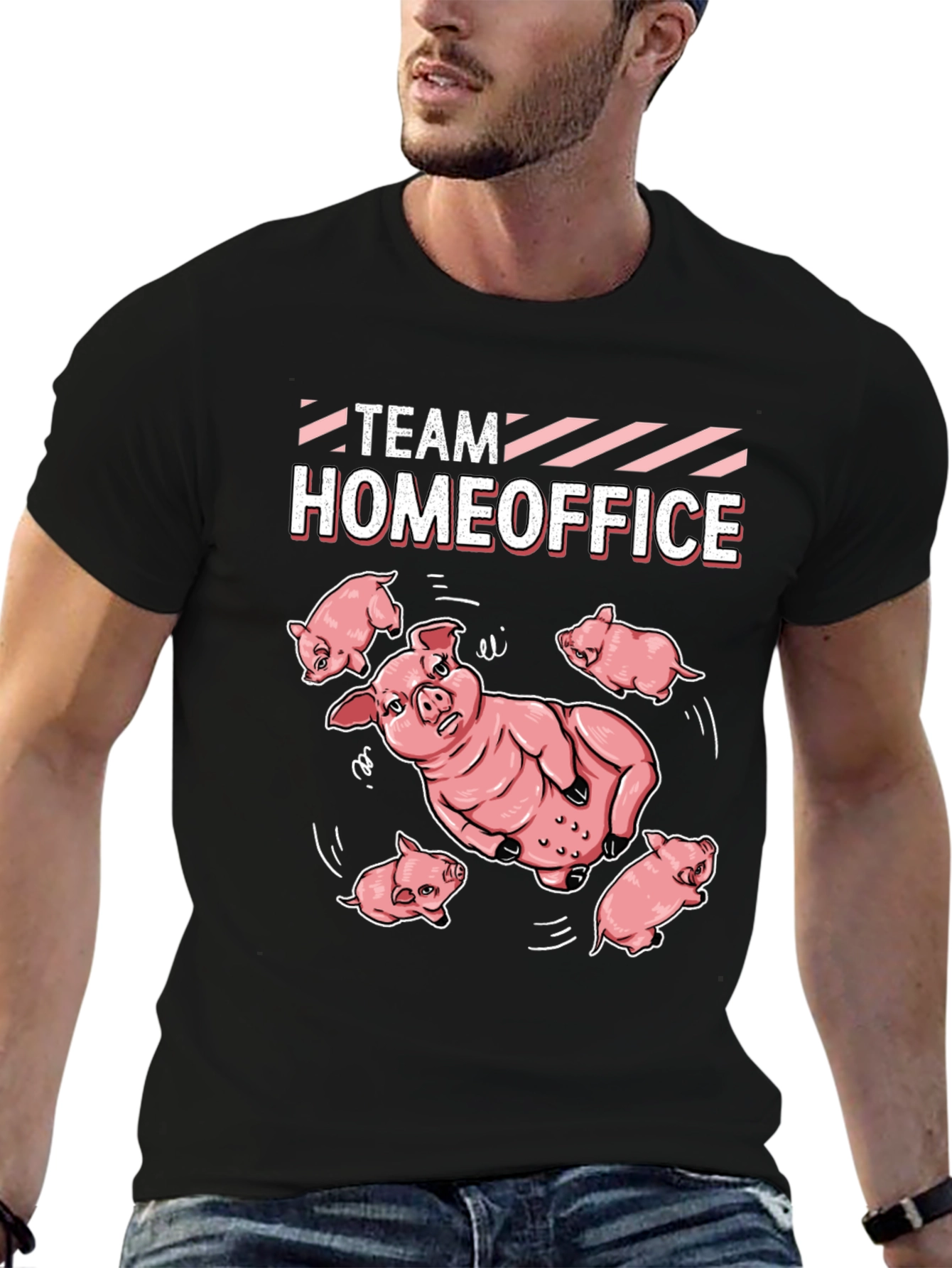 Team Homeoffice Pig T-Shirt - Black Cotton Tee