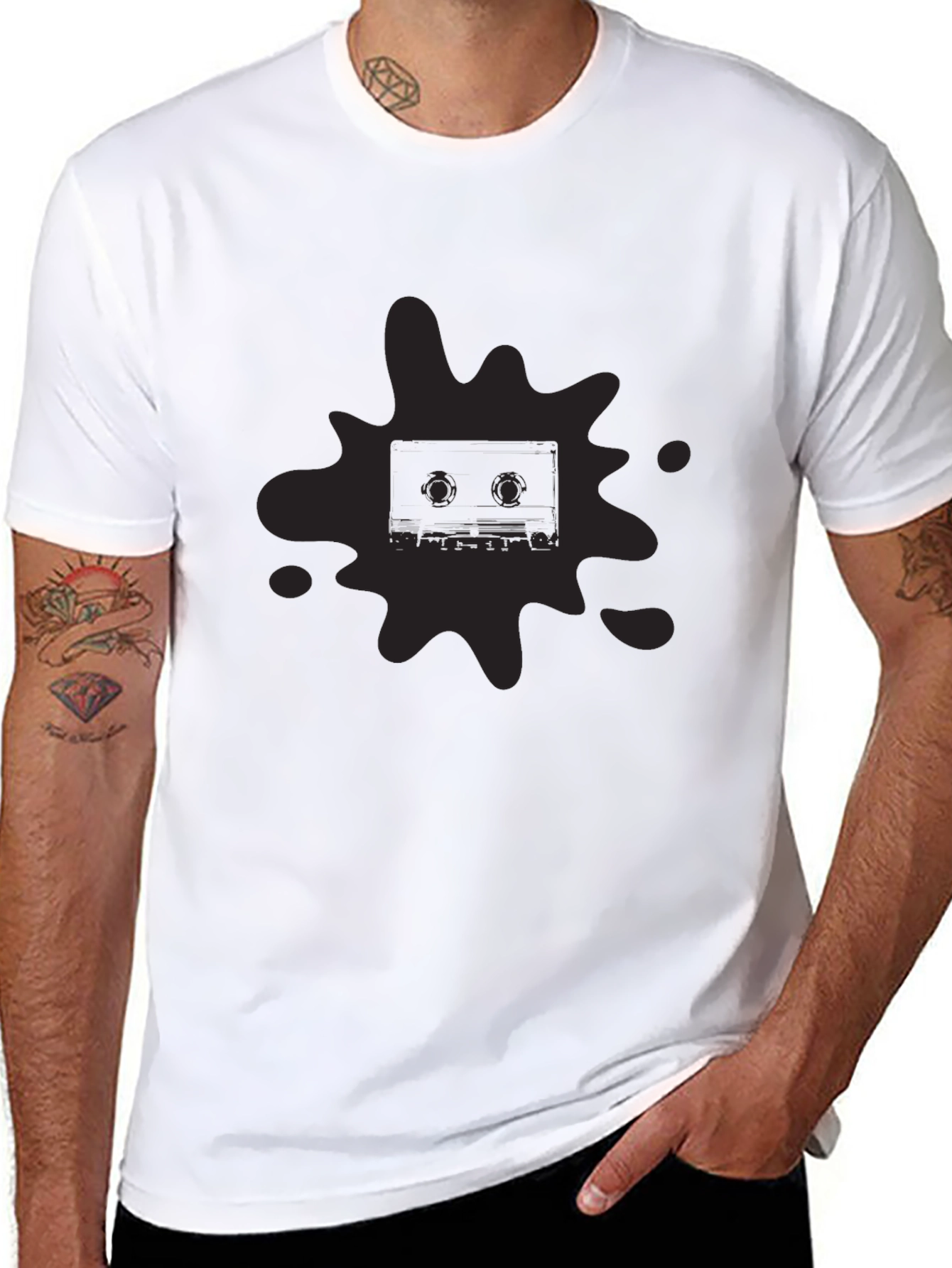 Retro Cassette Tape Graphic Black T-Shirt