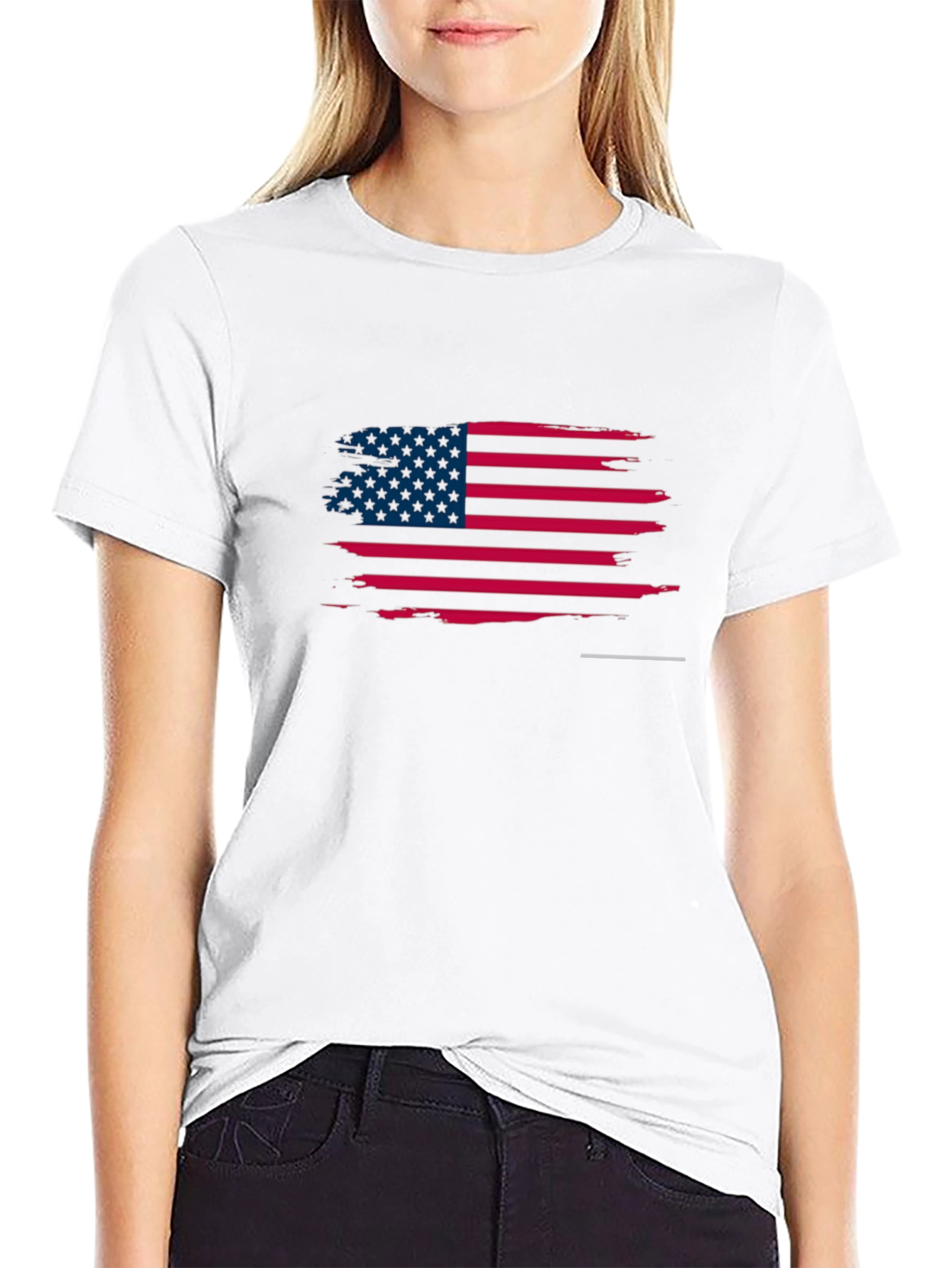 American Flag Distressed Black T-Shirt