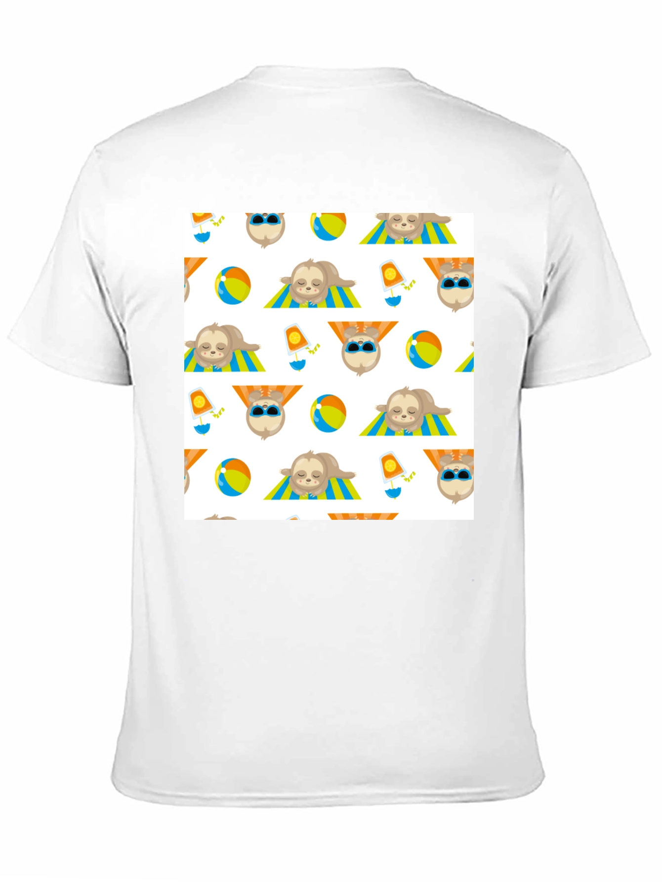 Sloth Beach Pattern T-Shirt - Fun & Relaxed Style