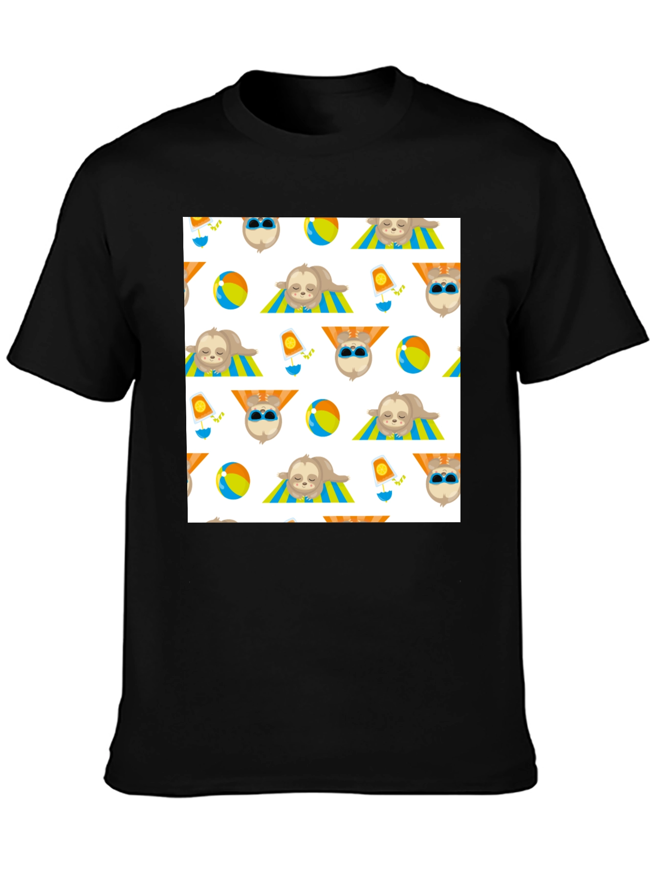 Sloth Beach Pattern T-Shirt - Fun & Relaxed Style