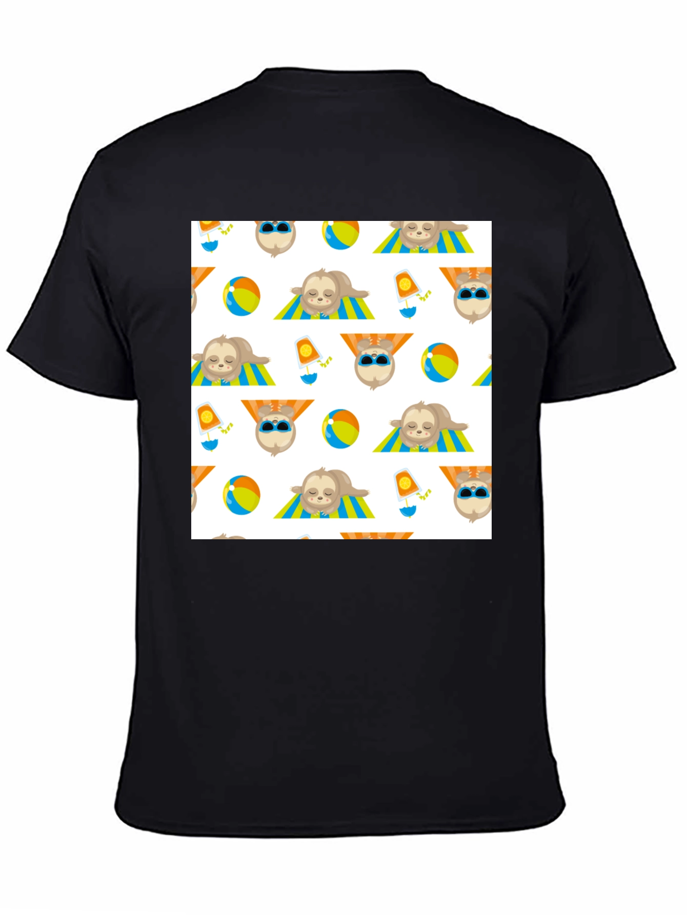 Sloth Beach Pattern T-Shirt - Fun & Relaxed Style