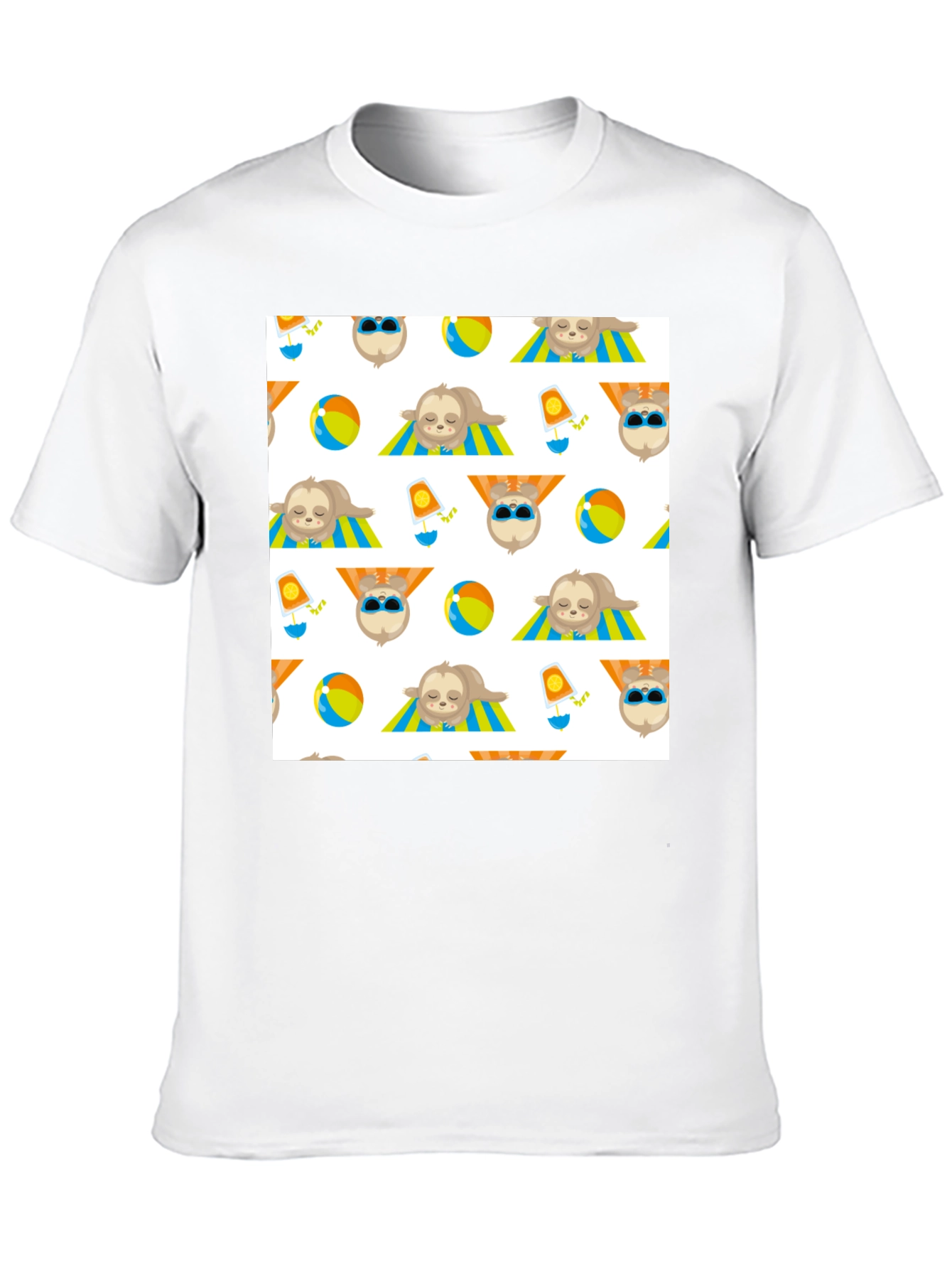 Sloth Beach Pattern T-Shirt - Fun & Relaxed Style
