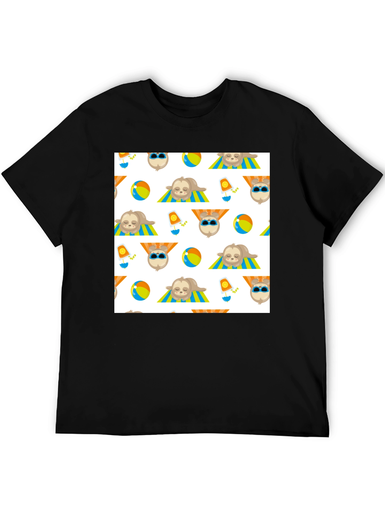 Sloth Beach Pattern T-Shirt - Fun & Relaxed Style