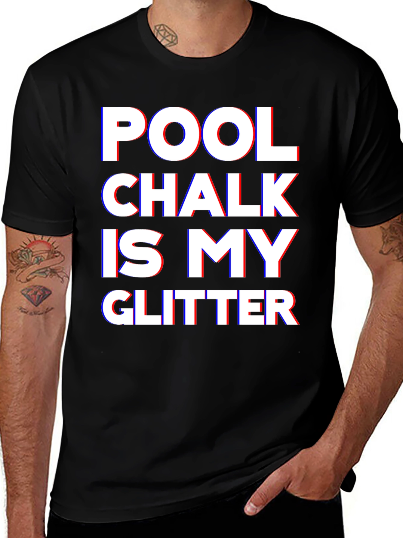 Pool Chalk Is My Glitter Black T-Shirt
