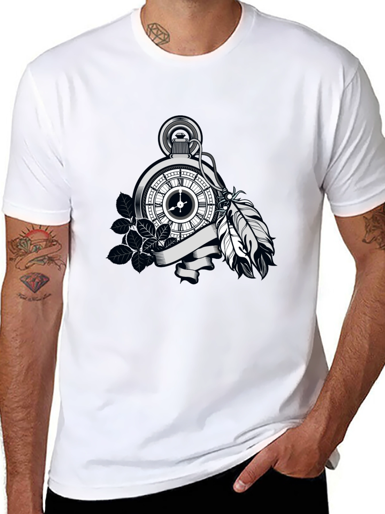 Pocket Watch Feather Graphic Tee