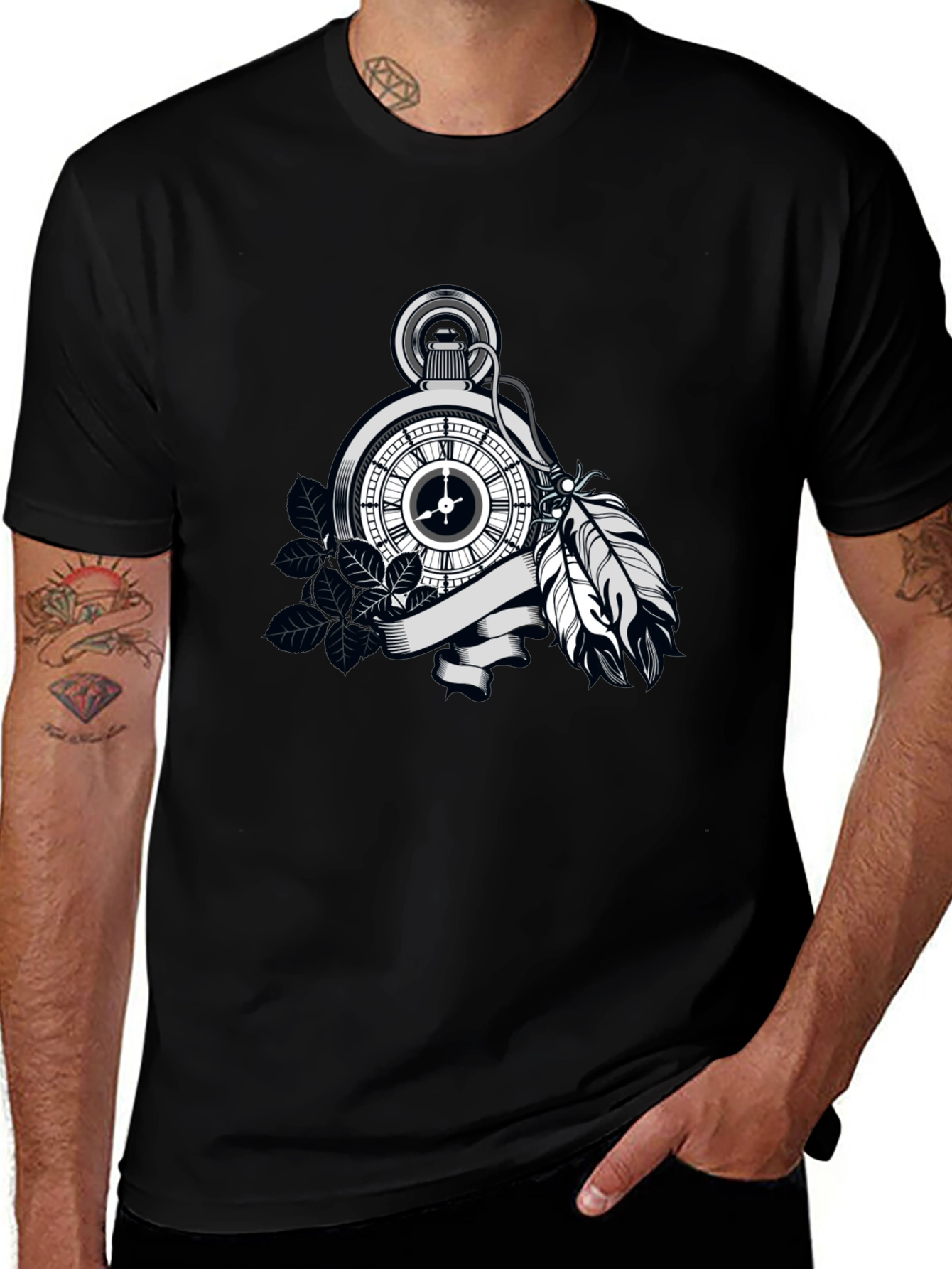 Pocket Watch Feather Graphic Tee