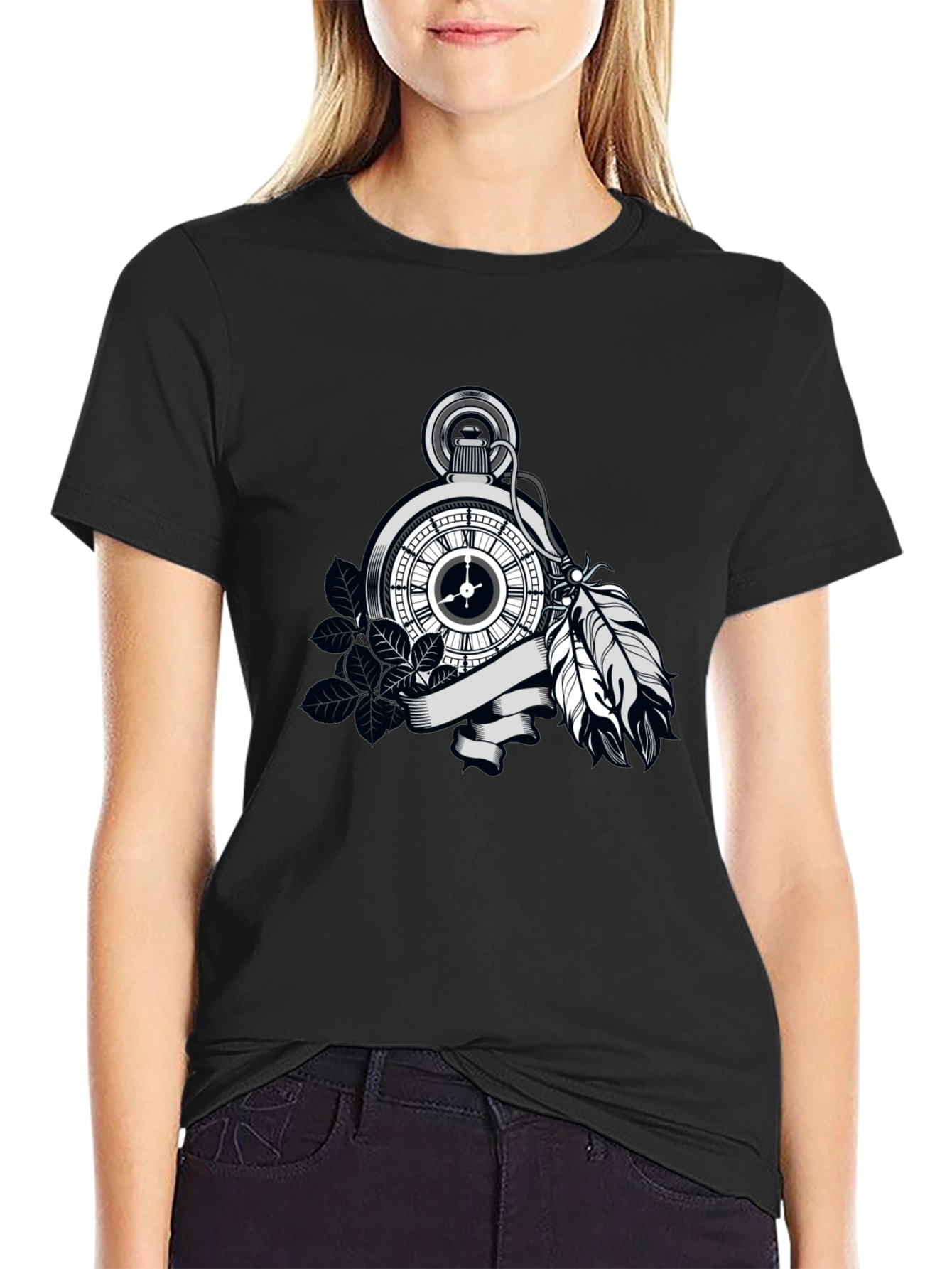 Pocket Watch Feather Graphic Tee