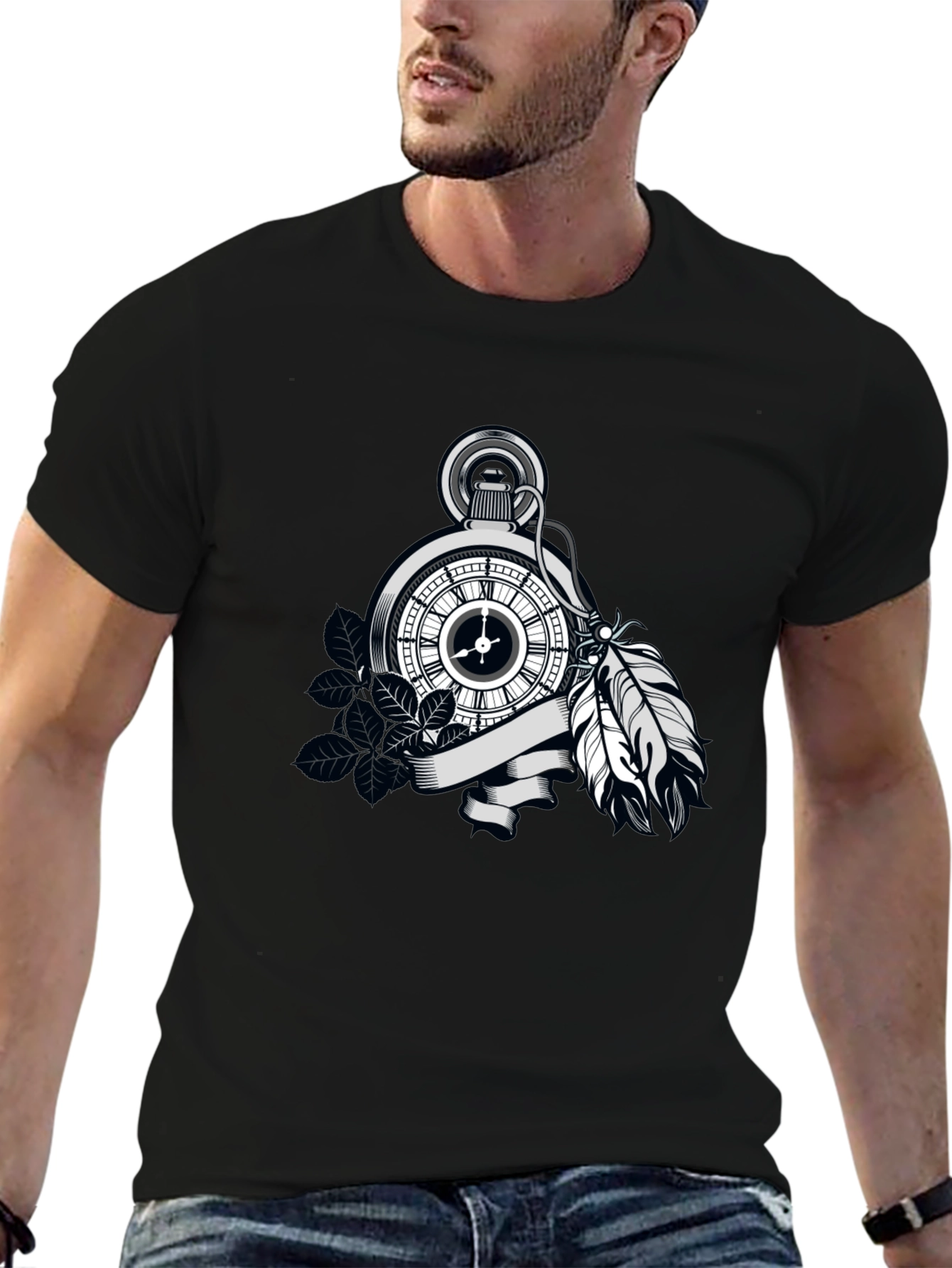 Pocket Watch Feather Graphic Tee