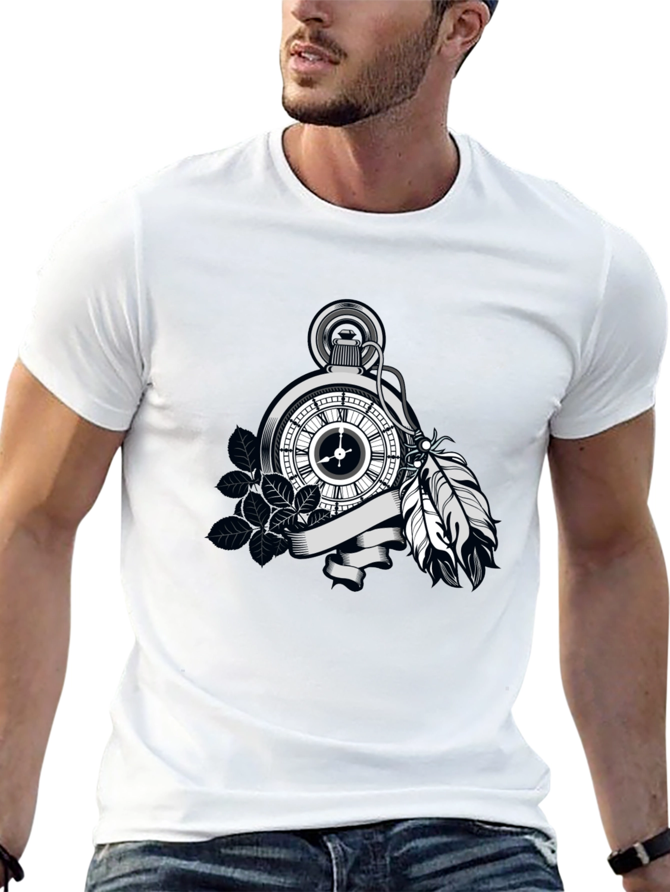 Pocket Watch Feather Graphic Tee
