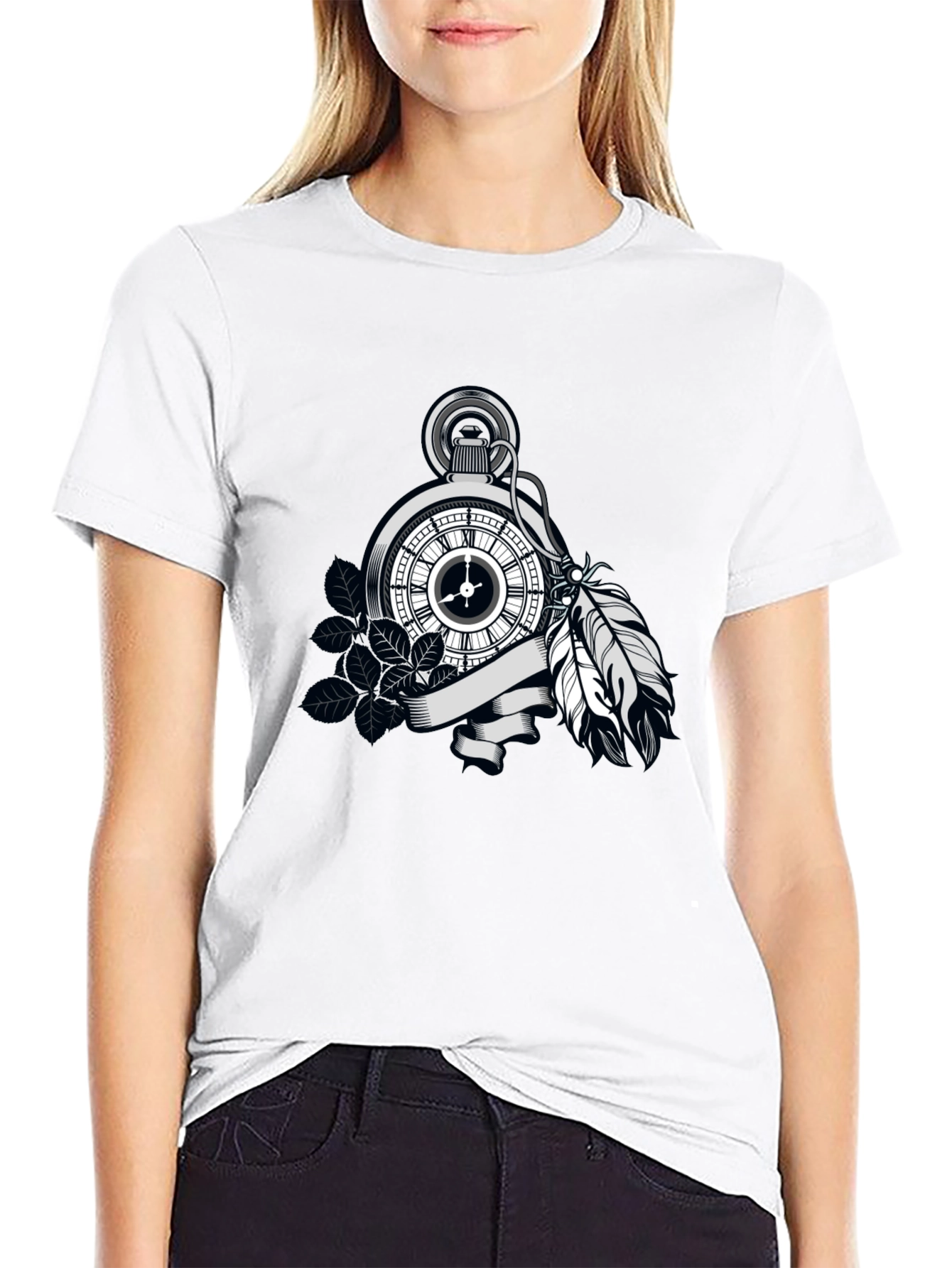 Pocket Watch Feather Graphic Tee
