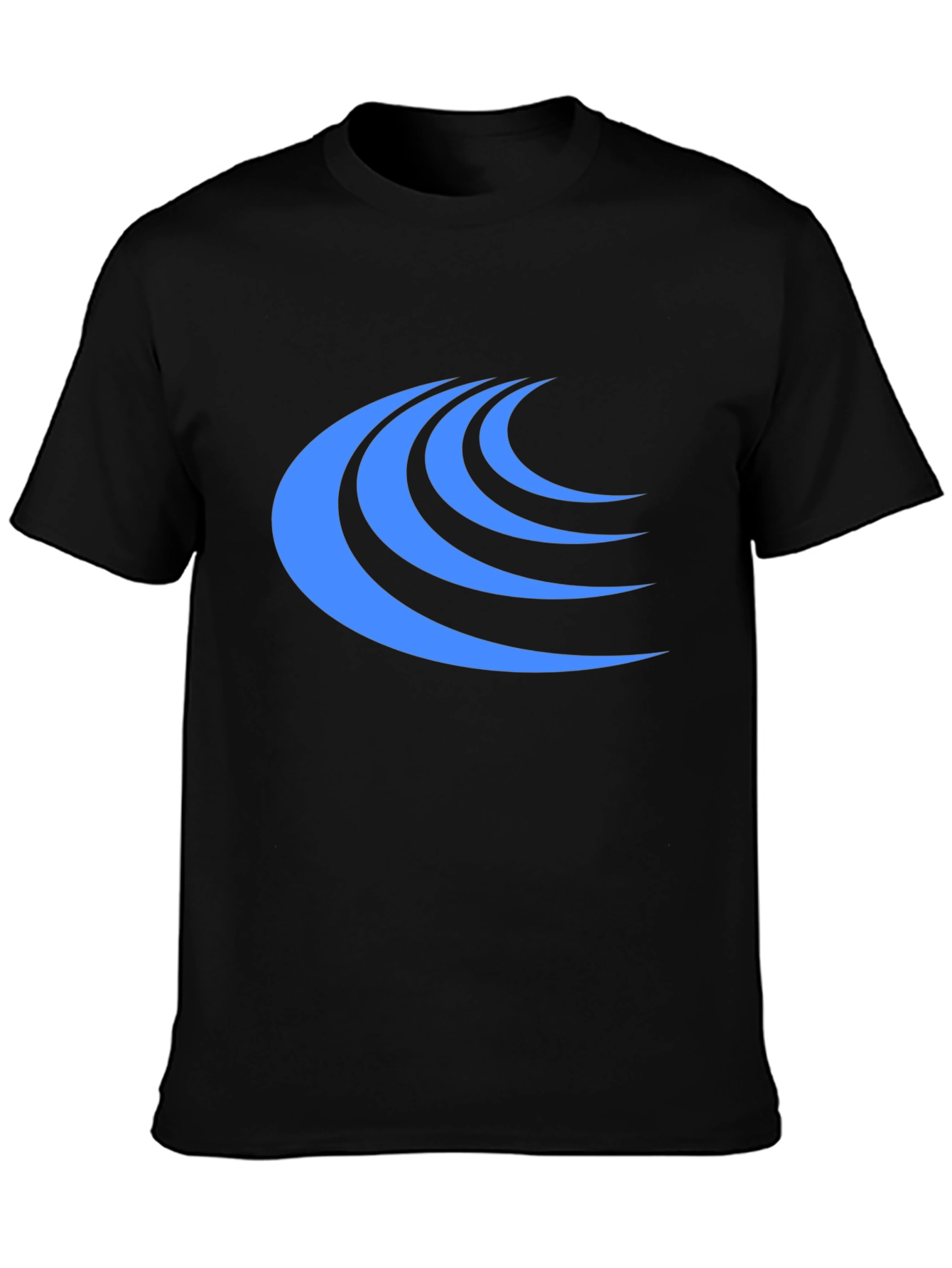 Stylish Black Tee with Blue Wave Design
