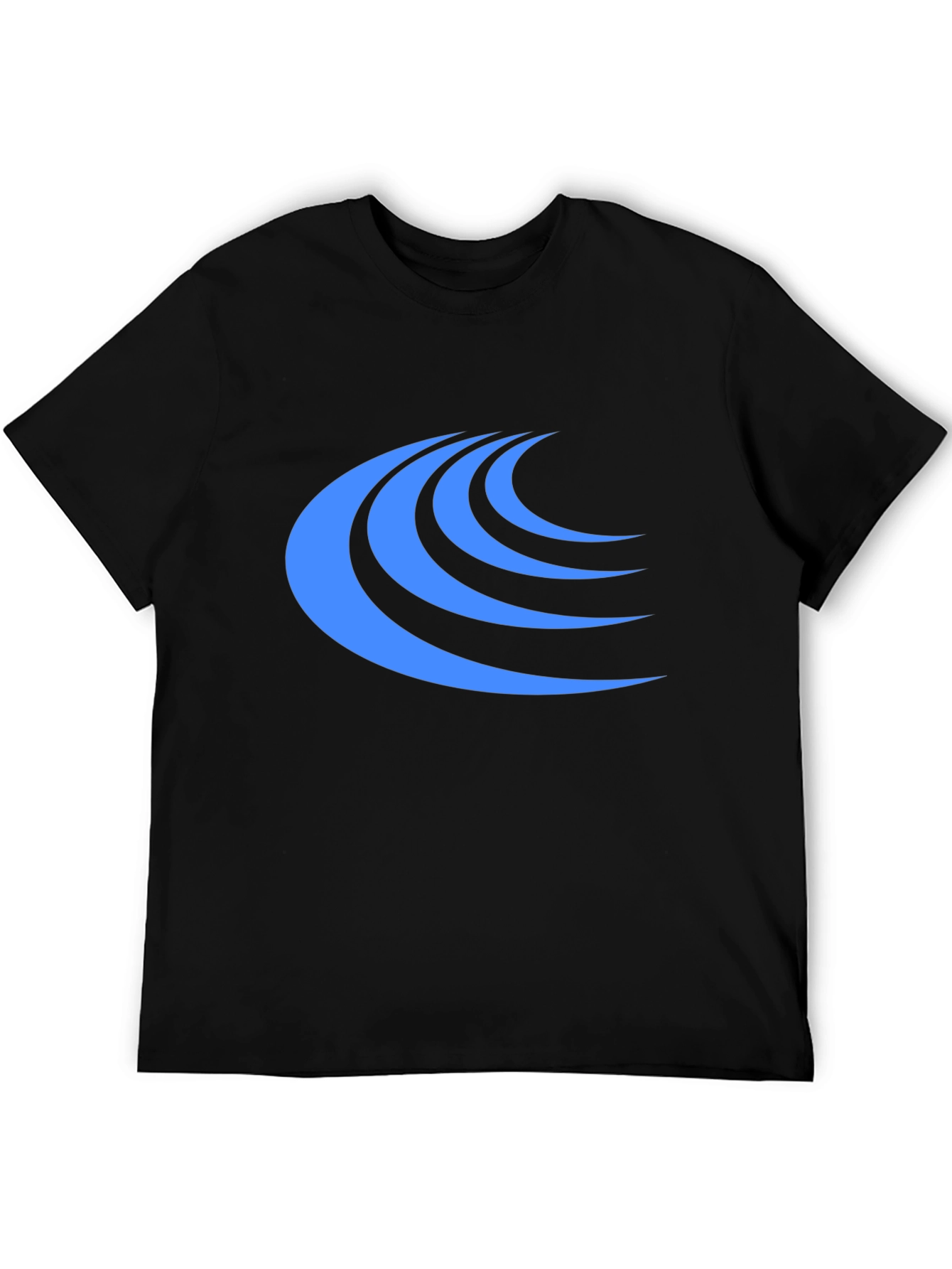 Stylish Black Tee with Blue Wave Design