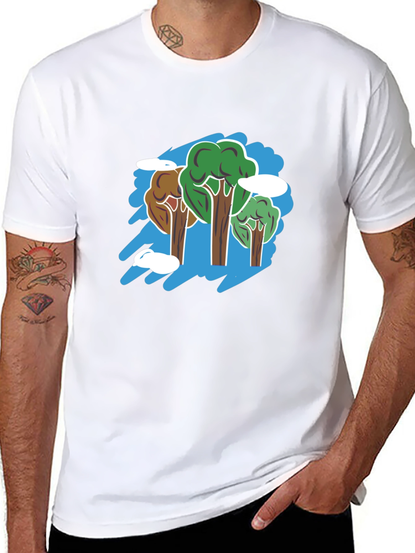 Nature Trees Graphic Black T-Shirt