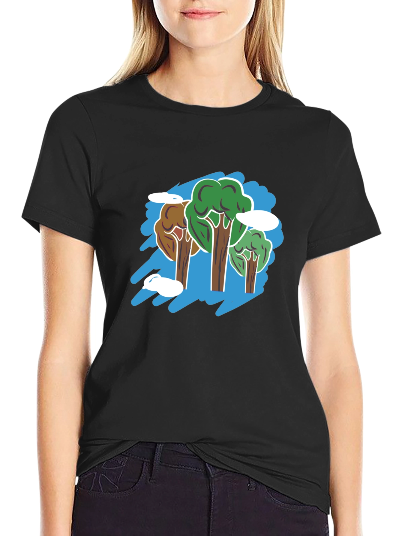 Nature Trees Graphic Black T-Shirt