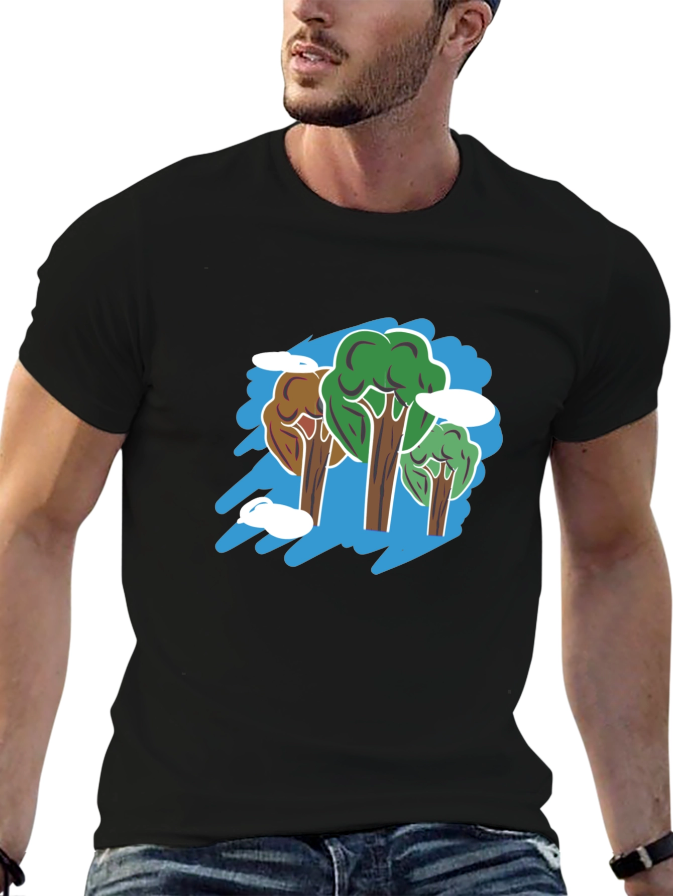 Nature Trees Graphic Black T-Shirt