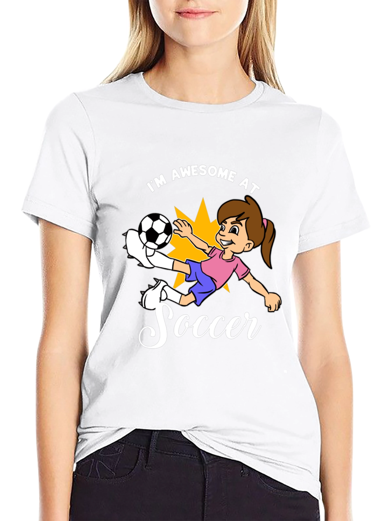 Awesome Soccer Girl Black T-Shirt