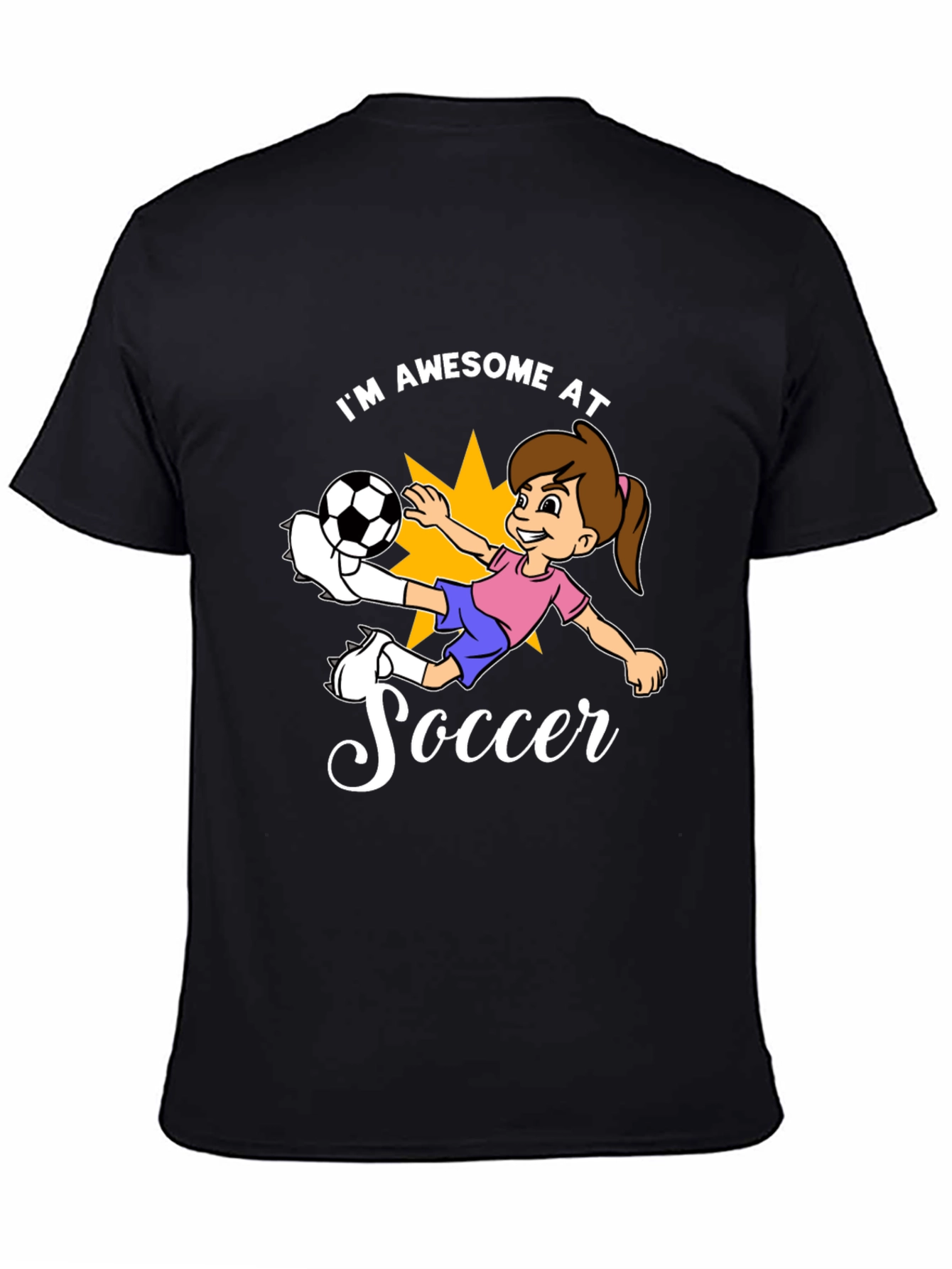 Awesome Soccer Girl Black T-Shirt