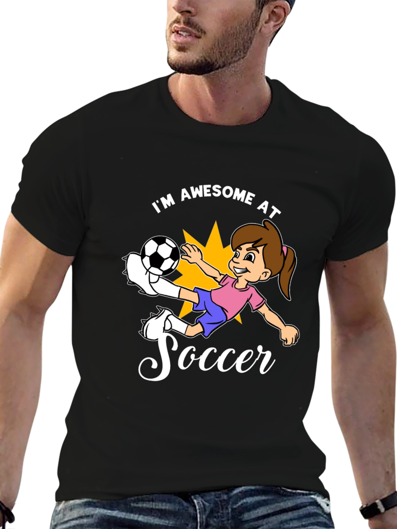 Awesome Soccer Girl Black T-Shirt