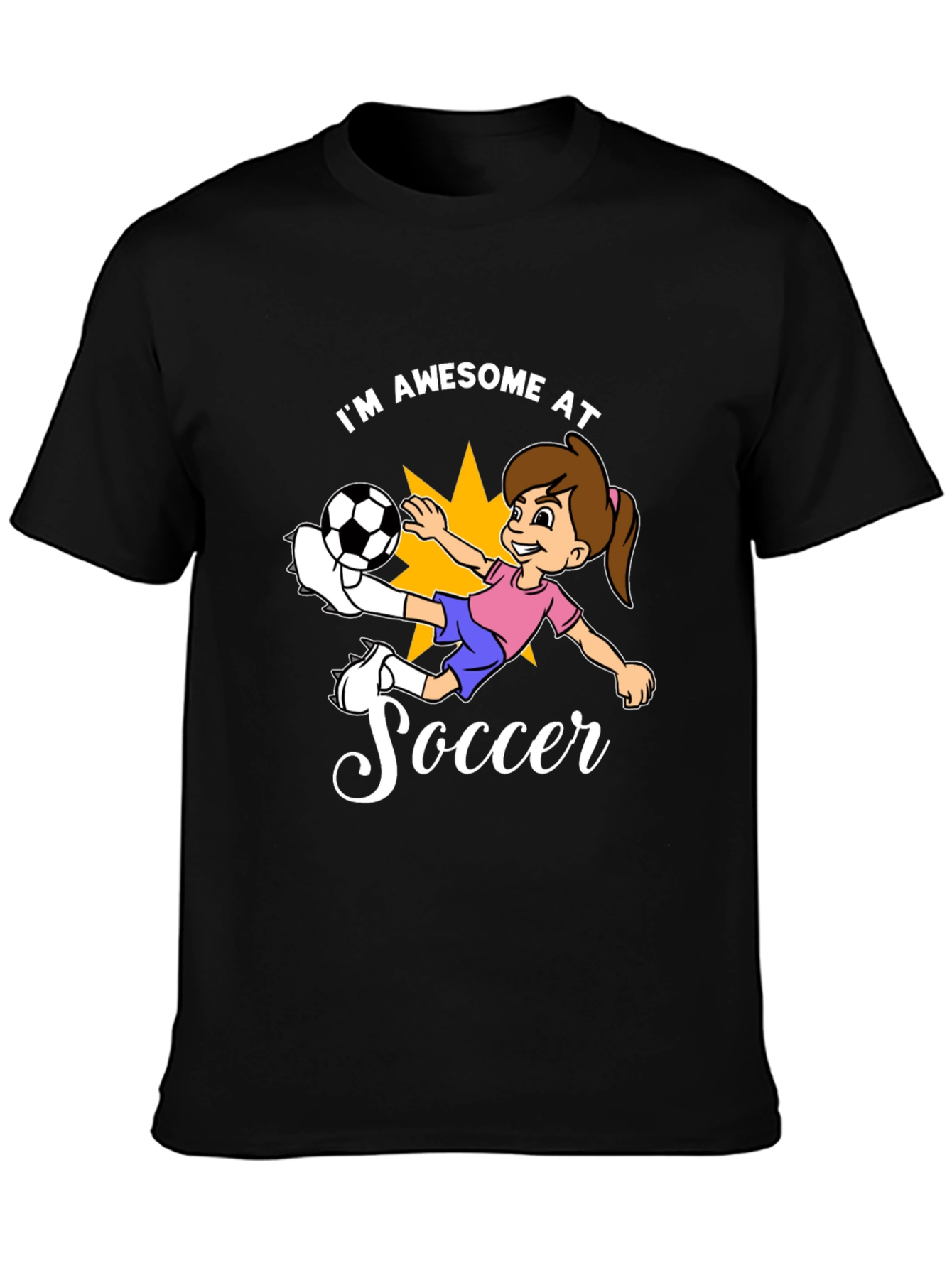 Awesome Soccer Girl Black T-Shirt