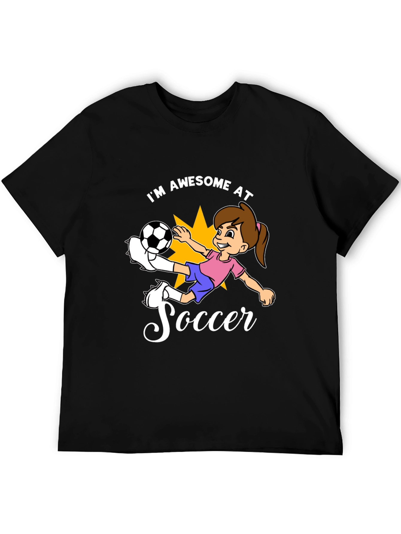Awesome Soccer Girl Black T-Shirt