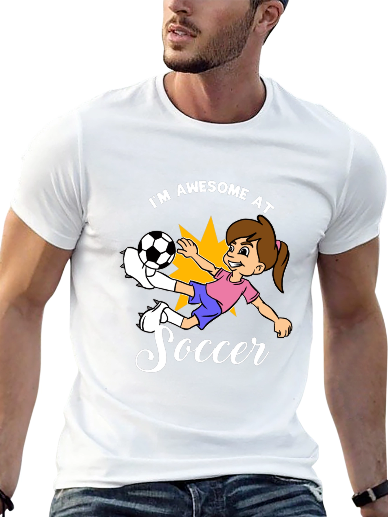Awesome Soccer Girl Black T-Shirt