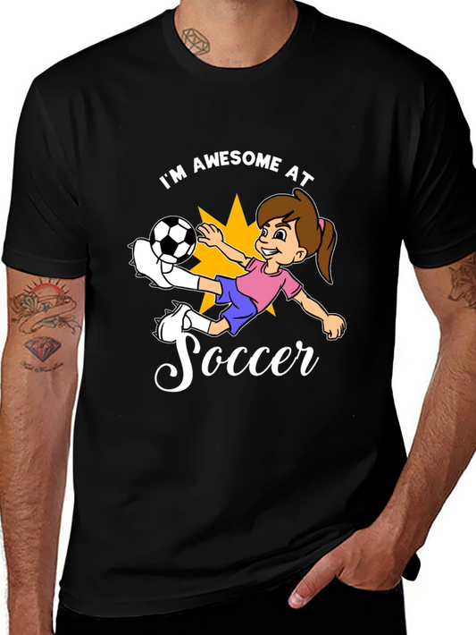 Awesome Soccer Girl Black T-Shirt