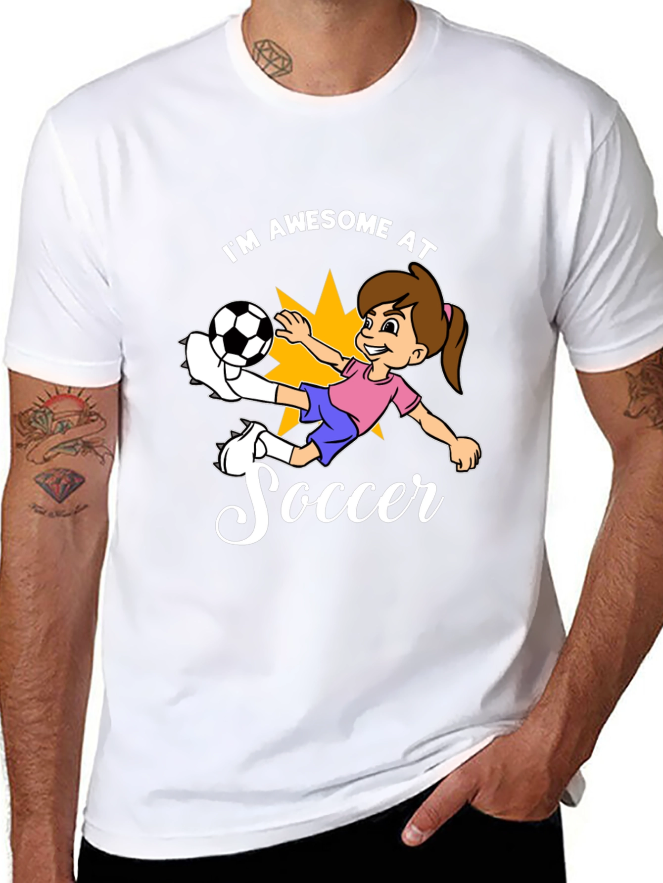 Awesome Soccer Girl Black T-Shirt