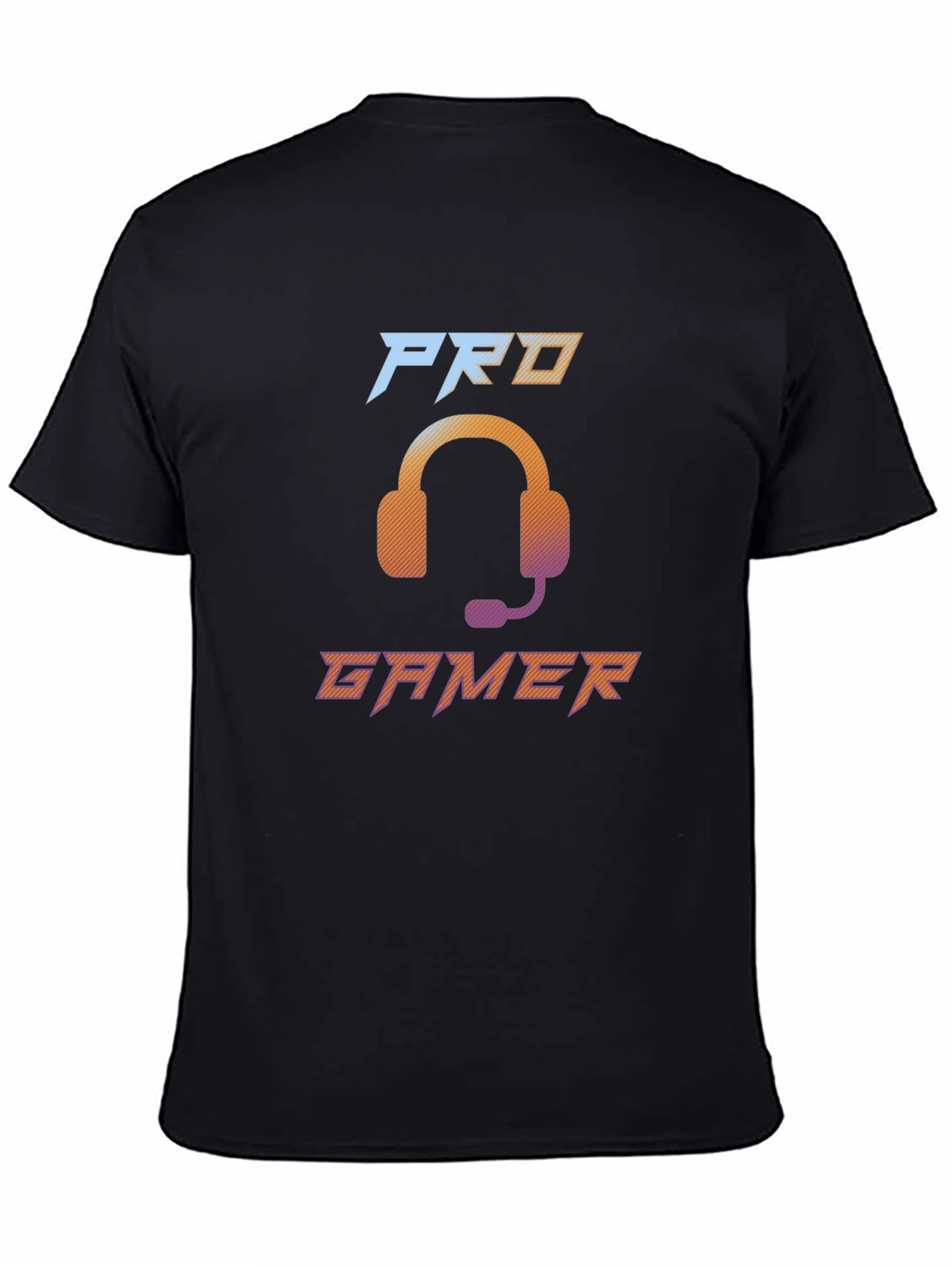 Pro Gamer Black T-Shirt with Headset Graphic Design