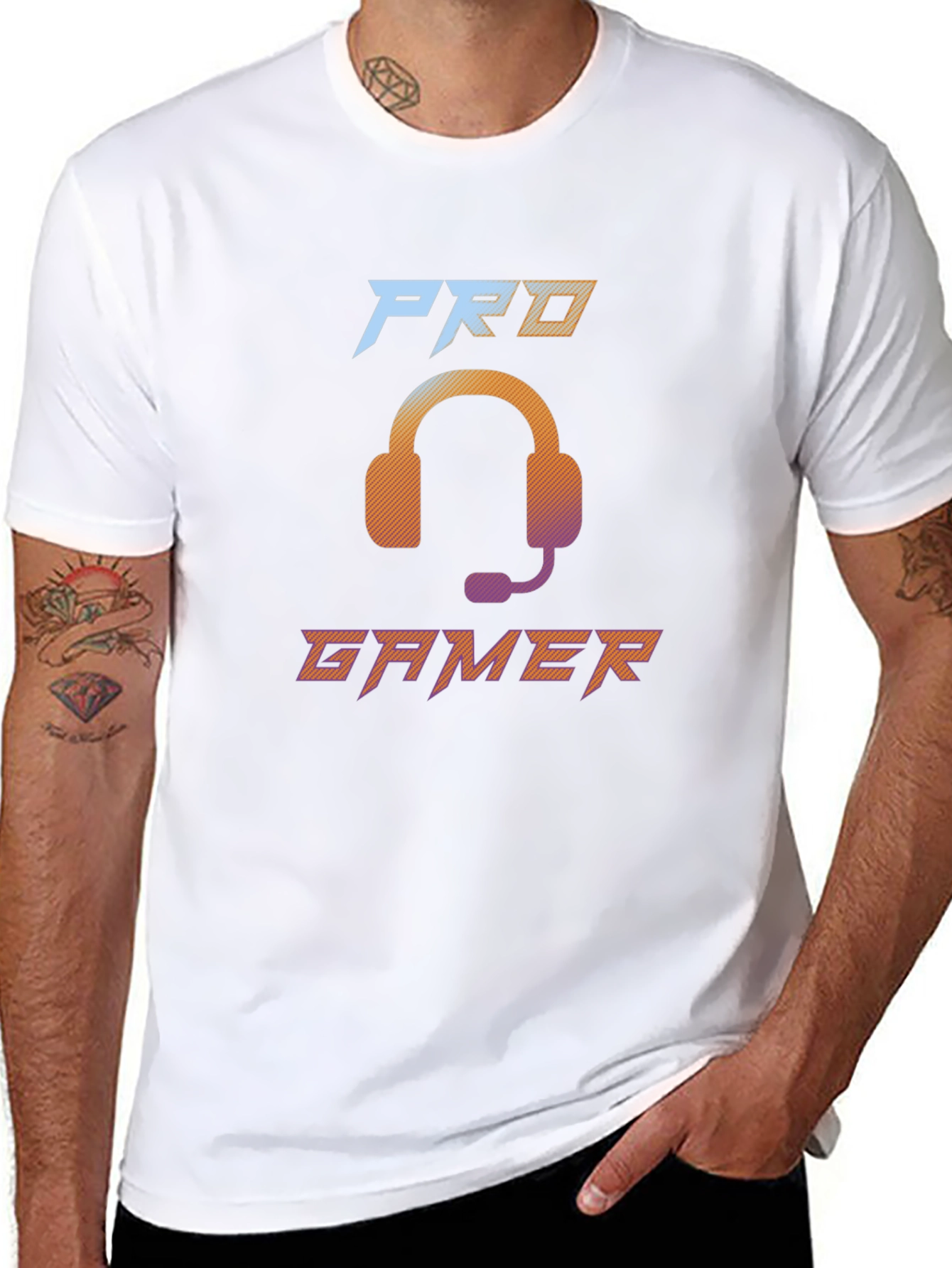 Pro Gamer Black T-Shirt with Headset Graphic Design