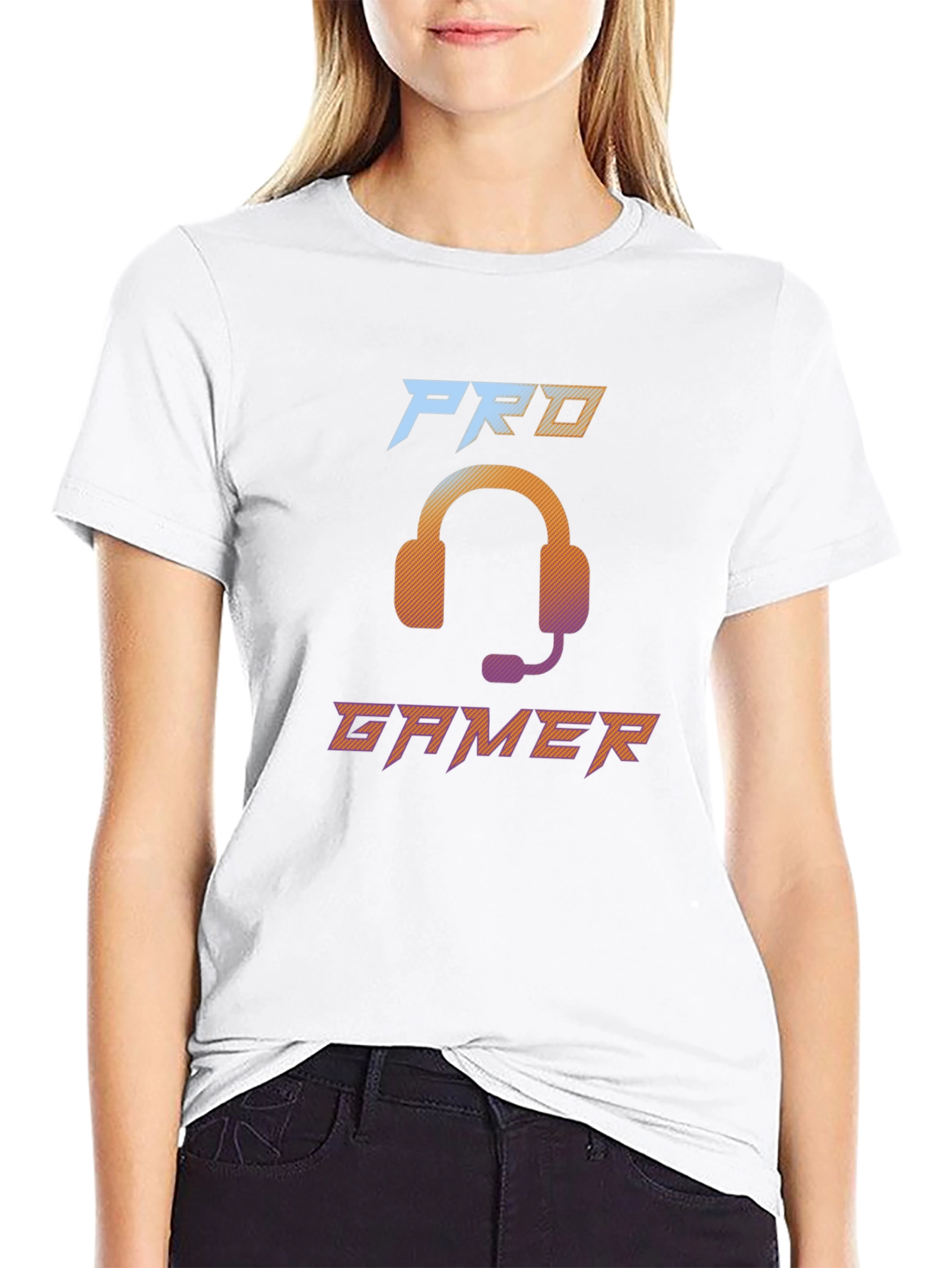 Pro Gamer Black T-Shirt with Headset Graphic Design
