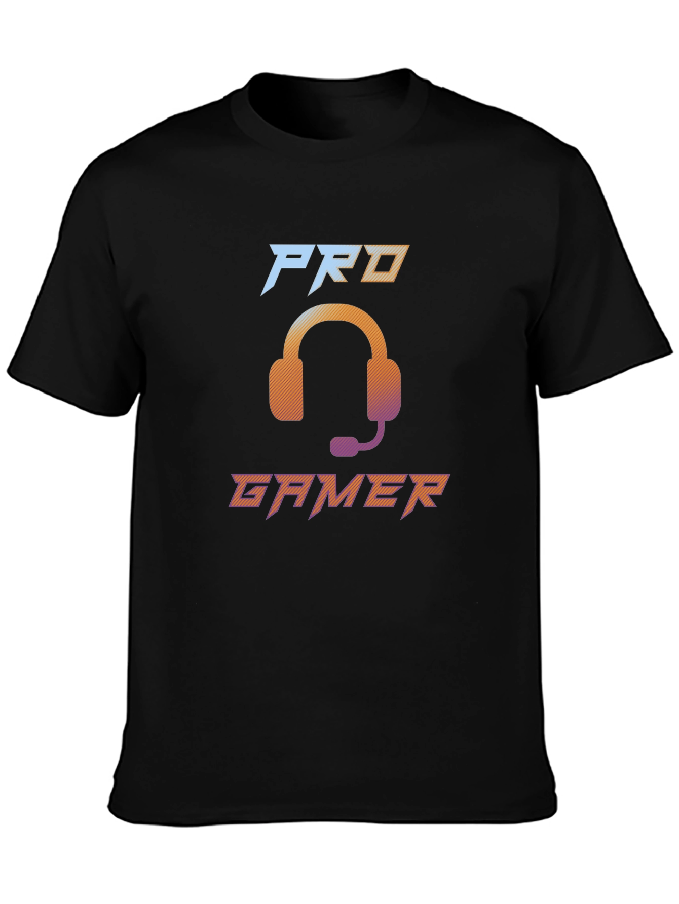 Pro Gamer Black T-Shirt with Headset Graphic Design