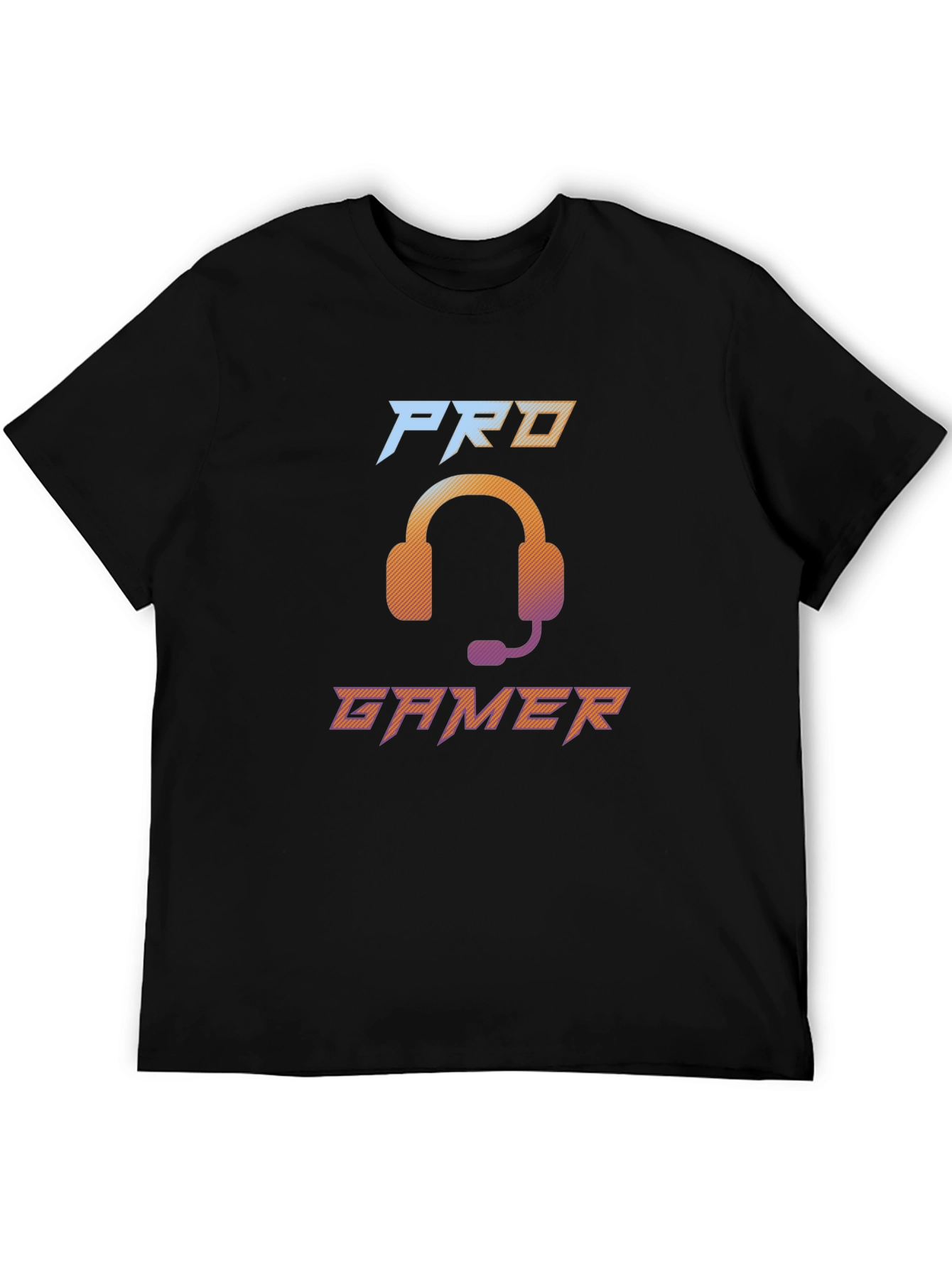 Pro Gamer Black T-Shirt with Headset Graphic Design