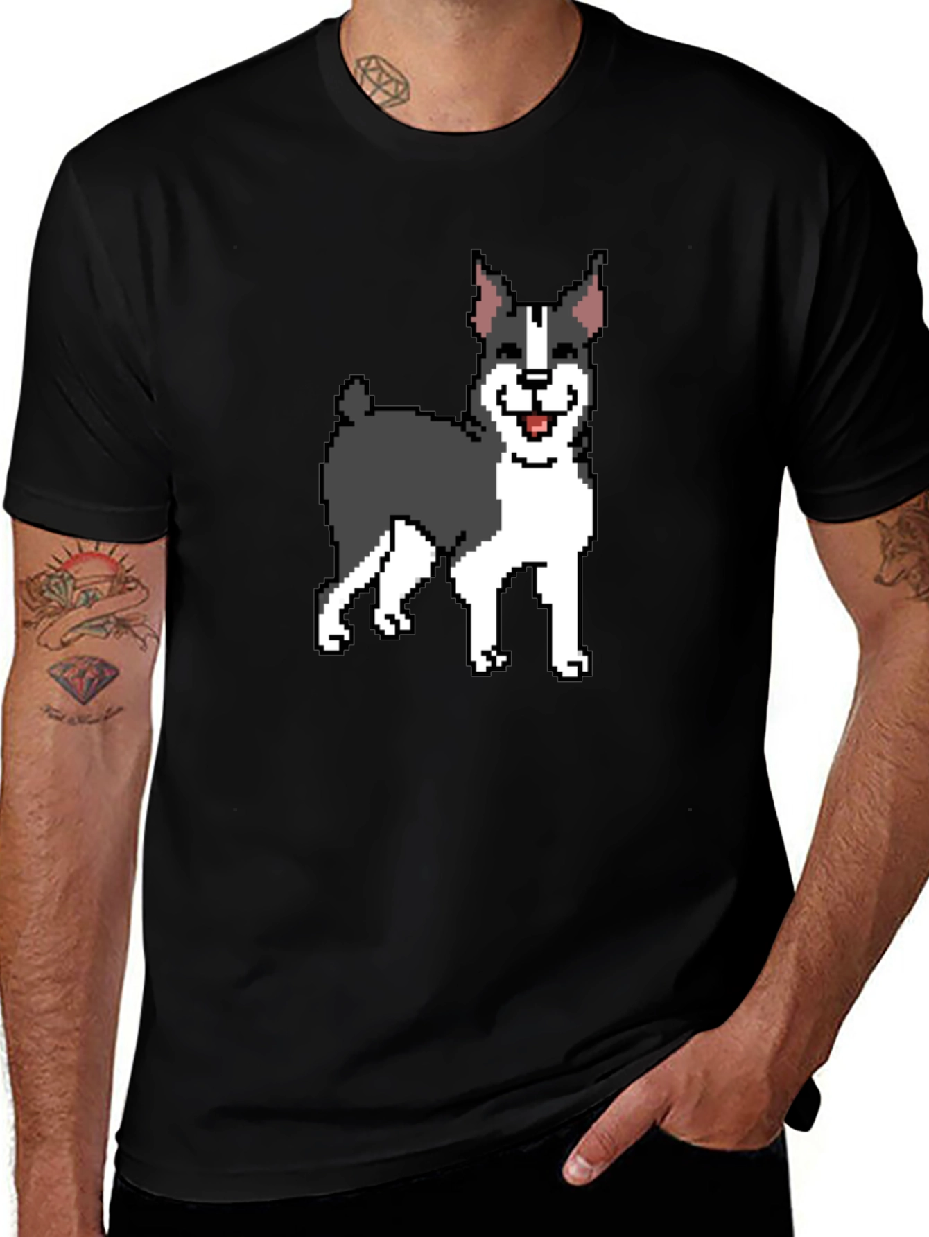 Pixel Art Boston Terrier Graphic Tee