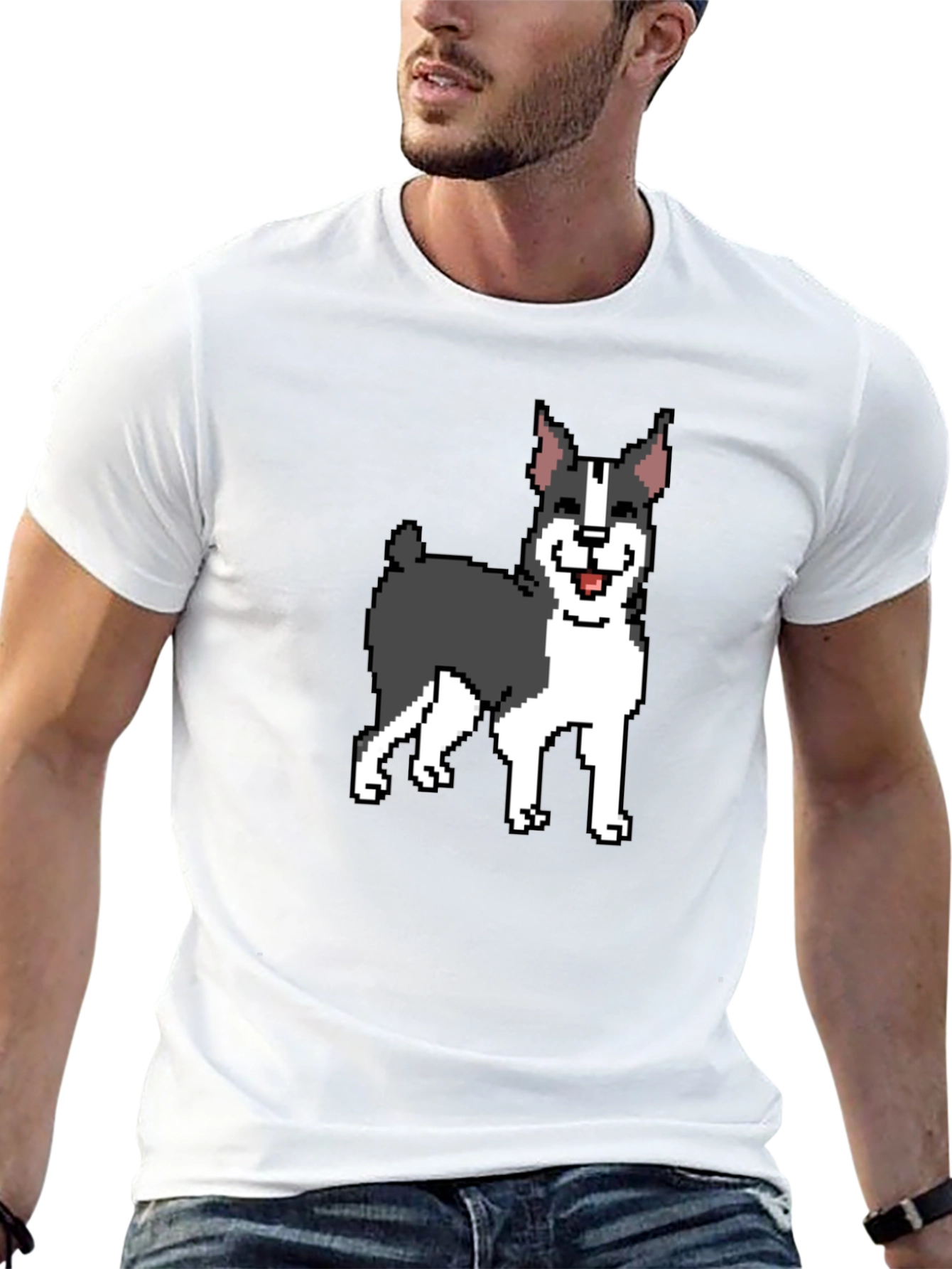 Pixel Art Boston Terrier Graphic Tee