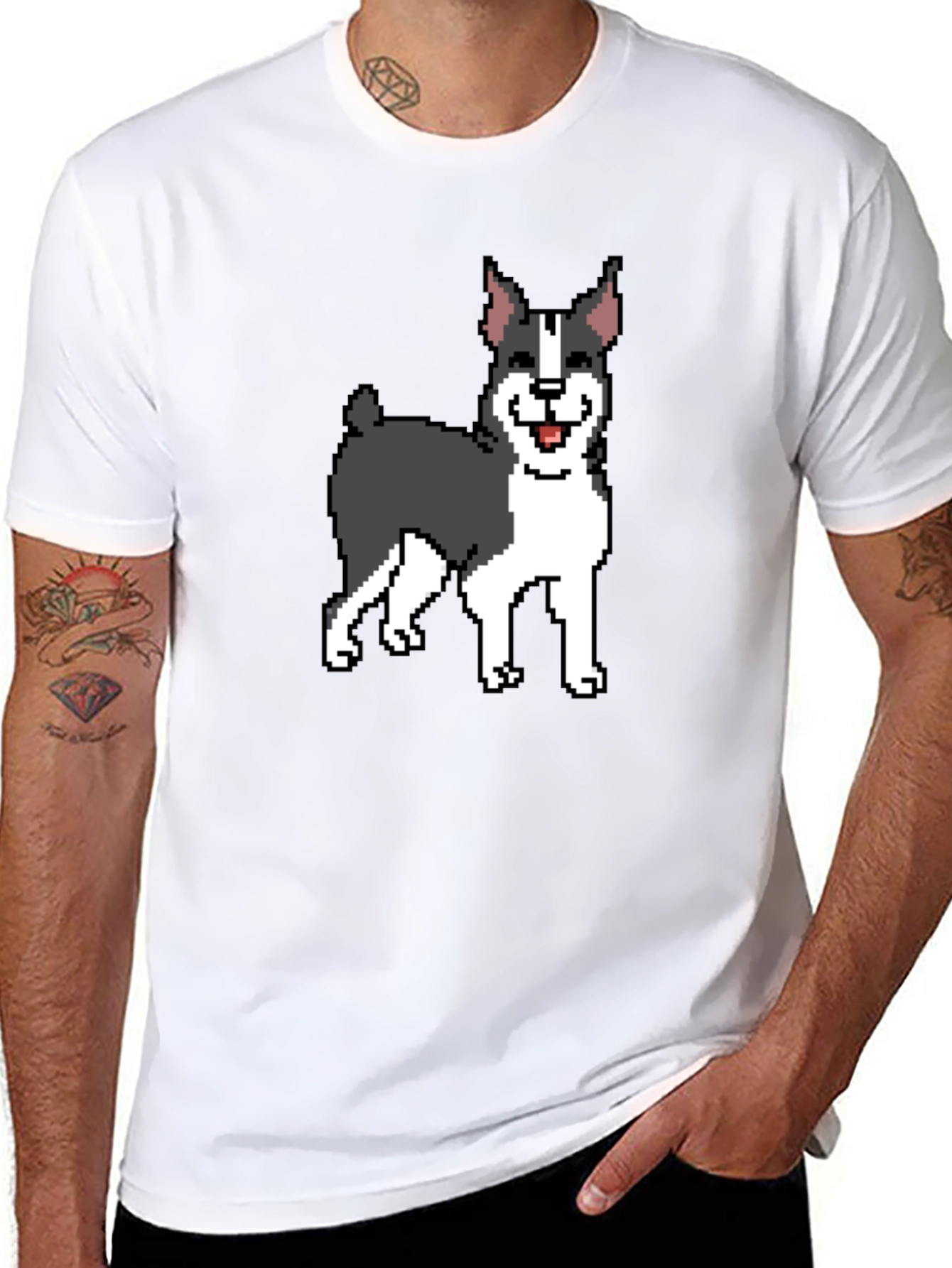 Pixel Art Boston Terrier Graphic Tee