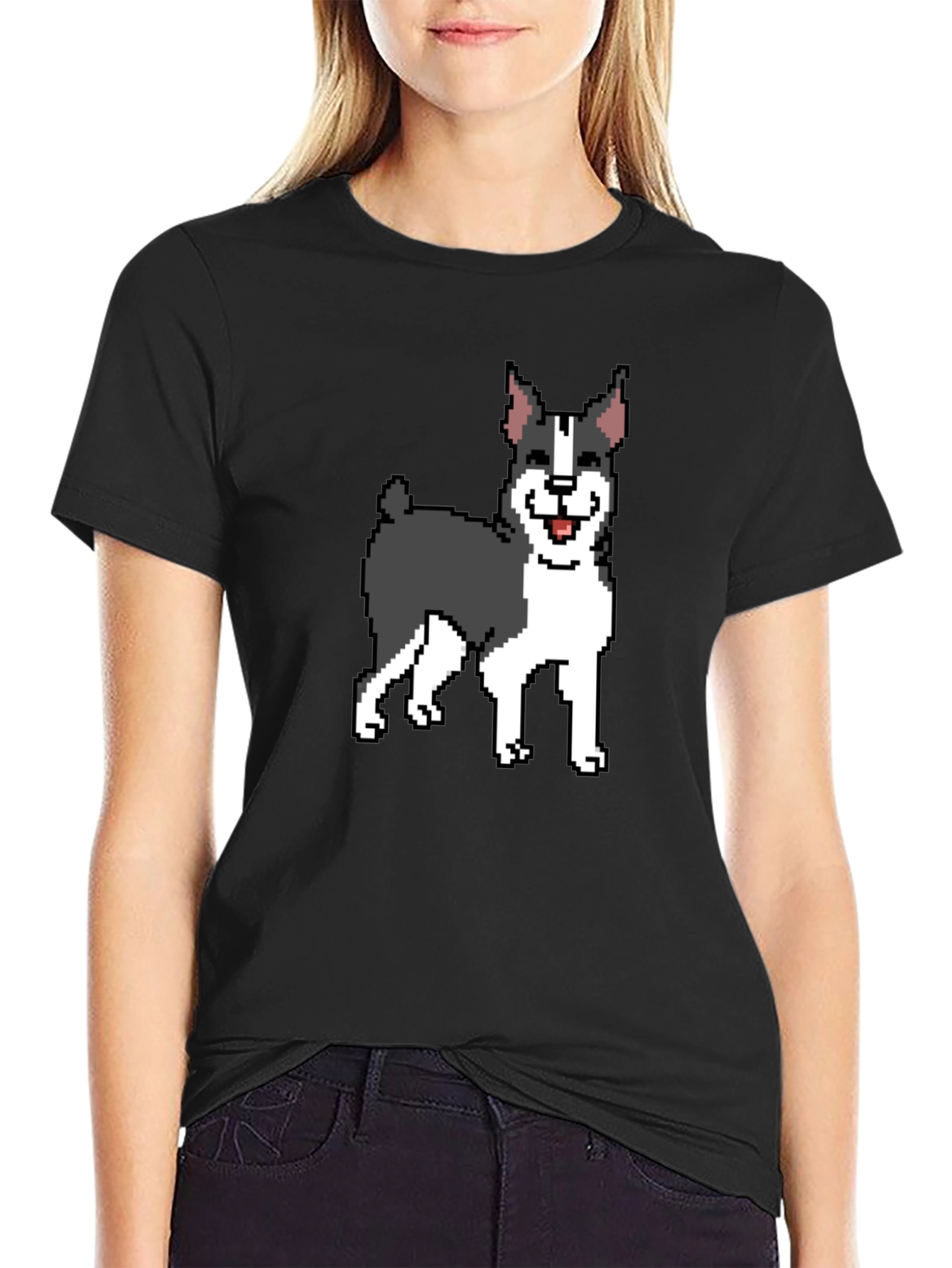Pixel Art Boston Terrier Graphic Tee