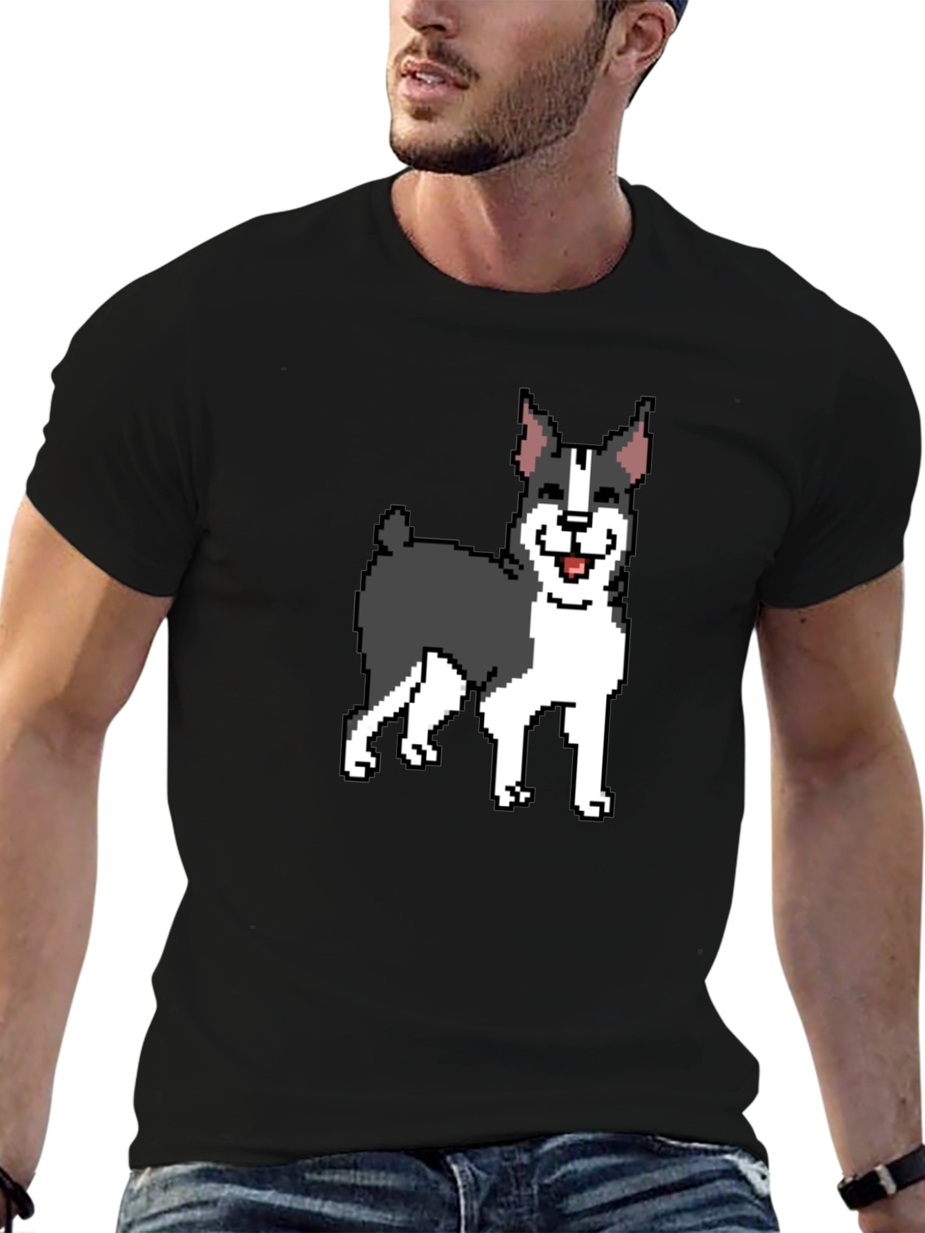 Pixel Art Boston Terrier Graphic Tee